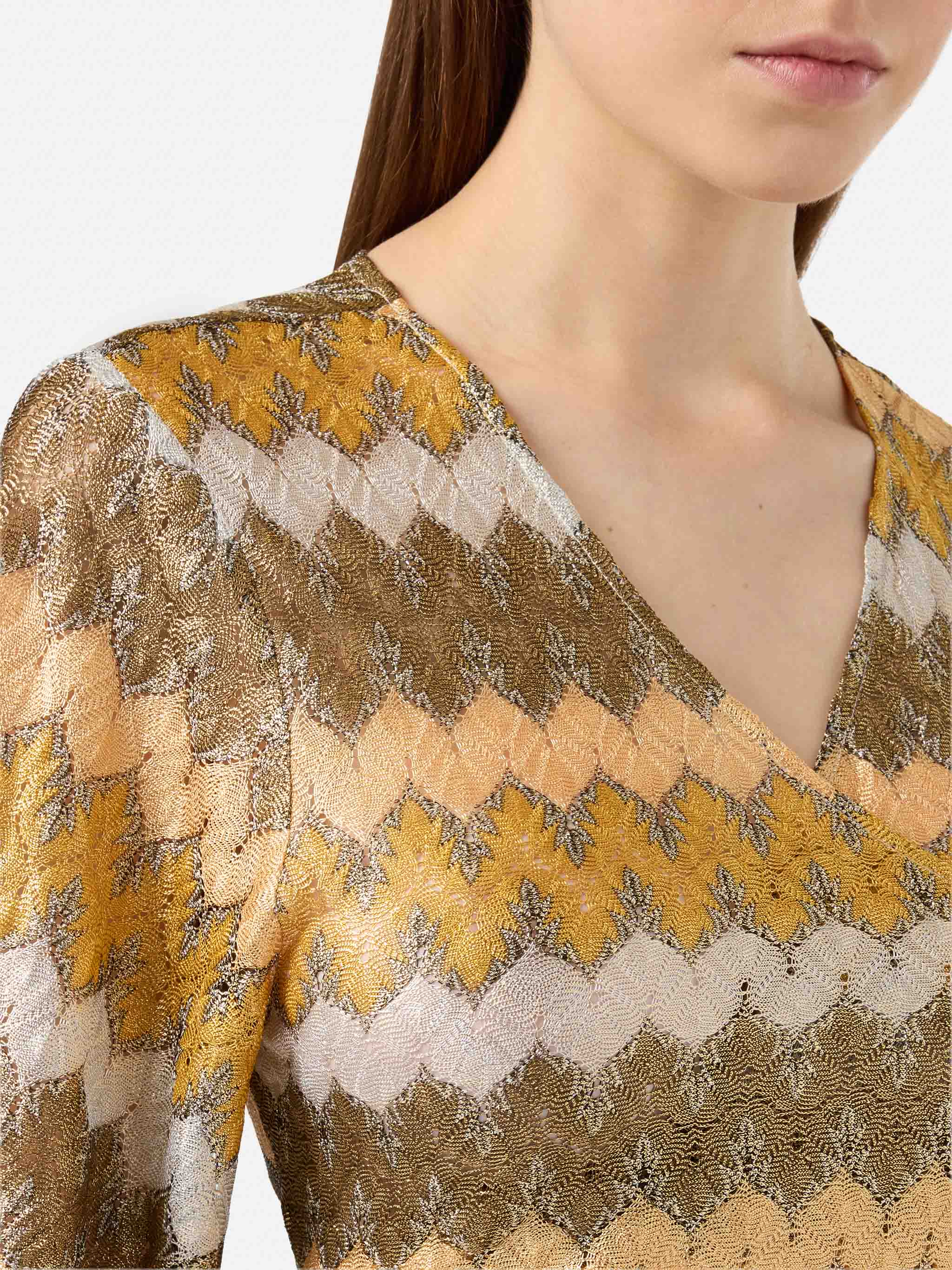 Opened v-neck blouse Angelina in raschel fabric - Image 2