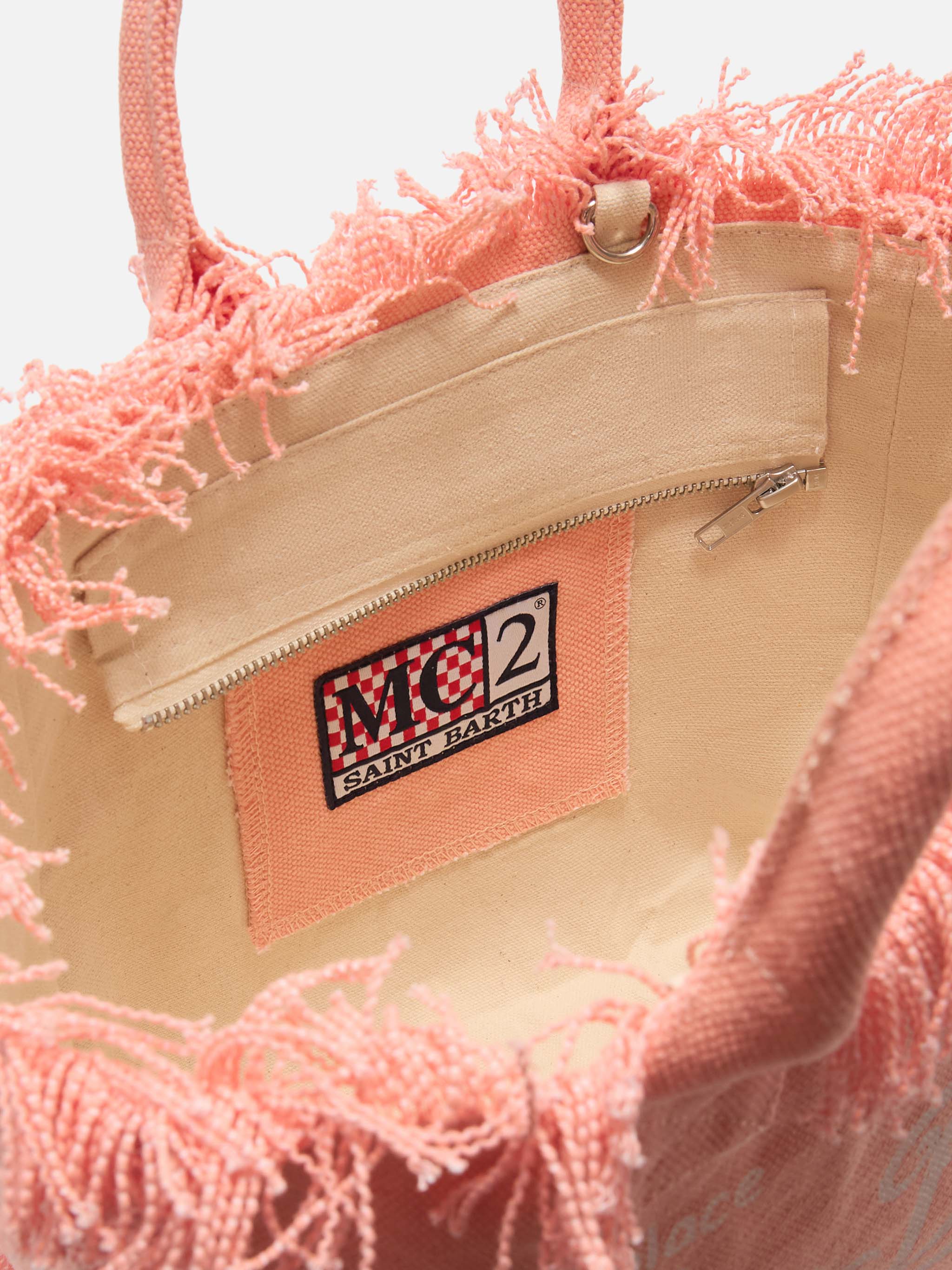 Orange canvas Colette bag with fringes - Image 4