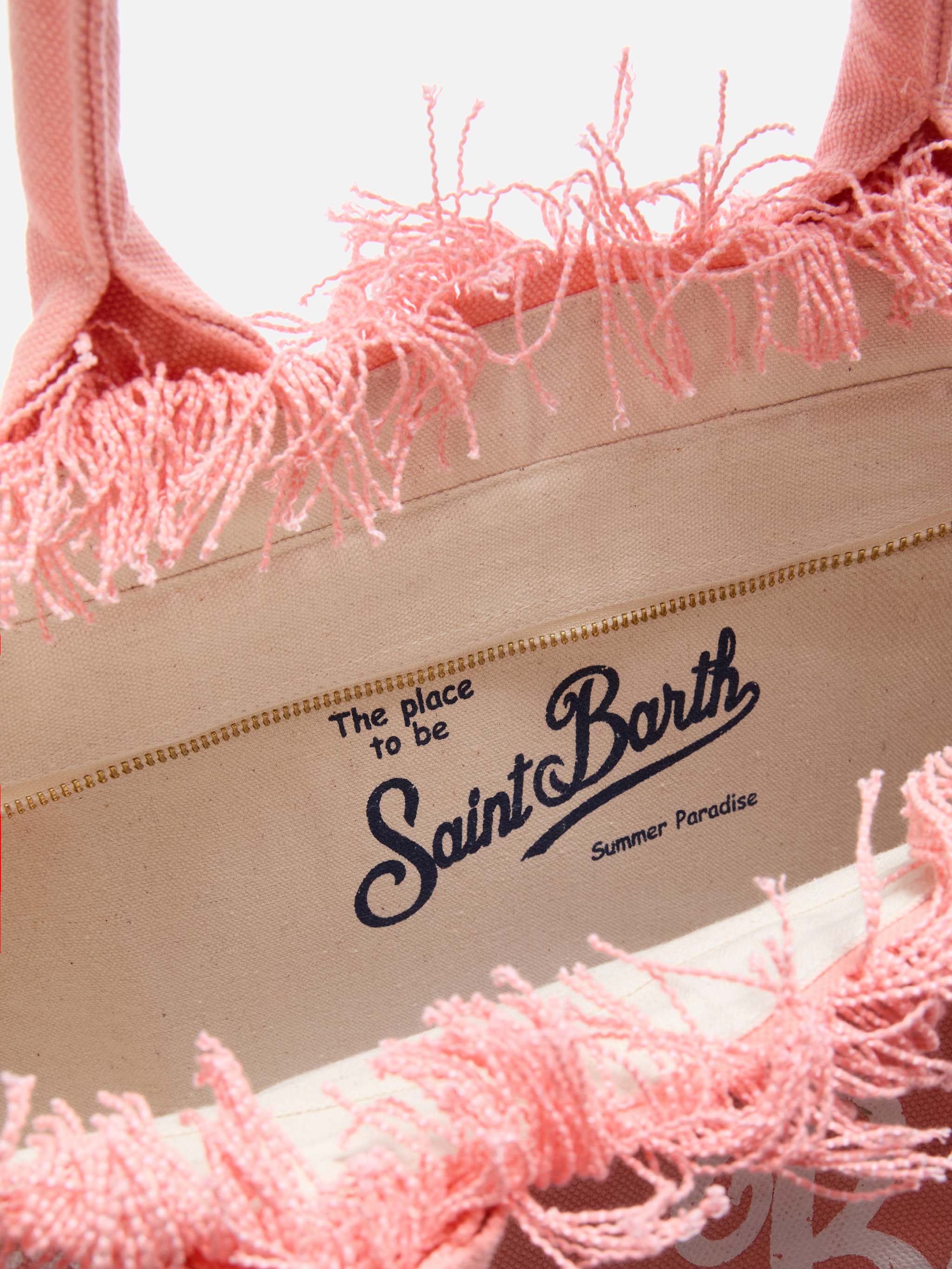 Orange canvas Vanity regular bag with fringes - Image 4