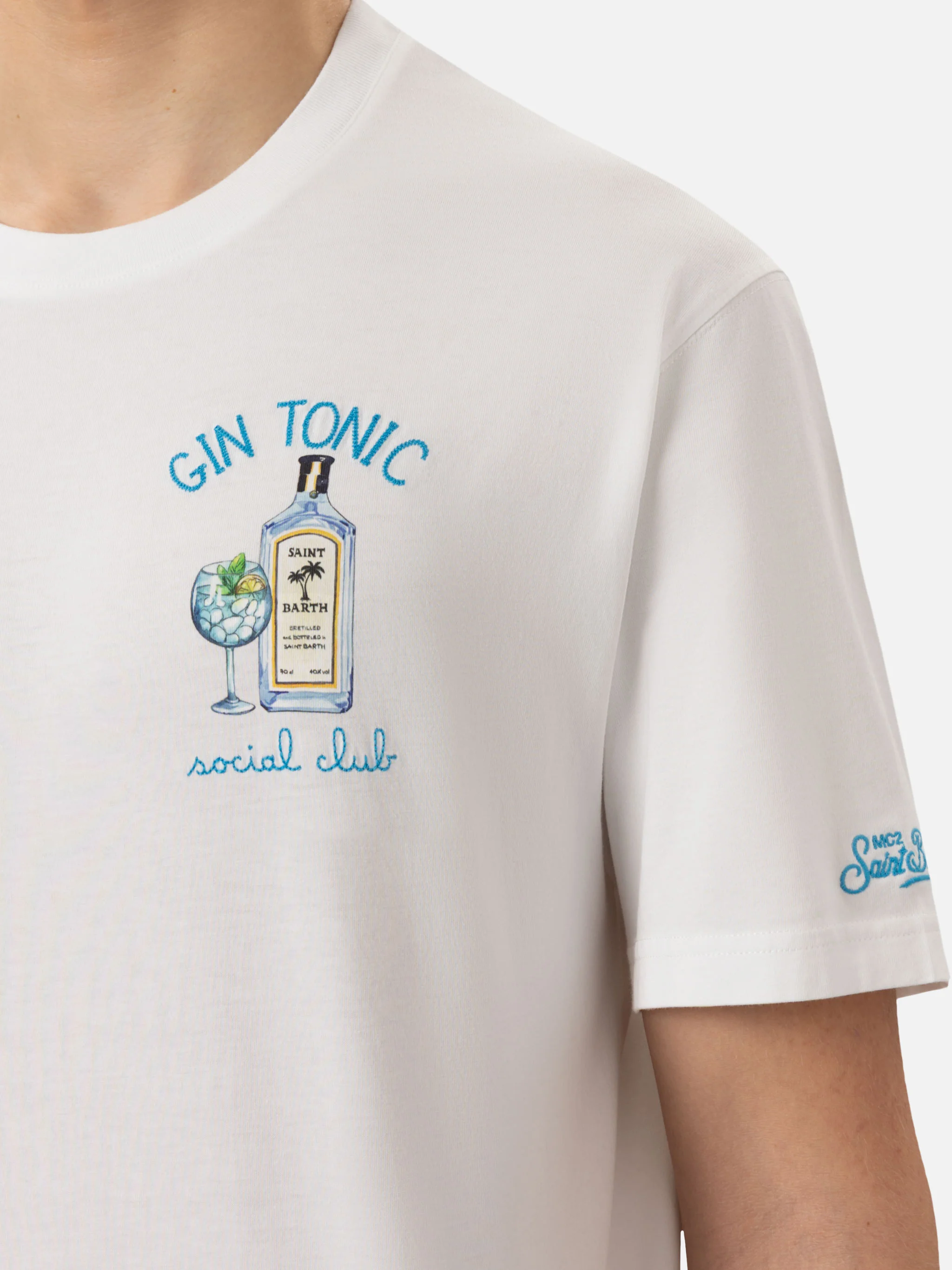 T-shirt with gin tonic social club embroidery - Image 2