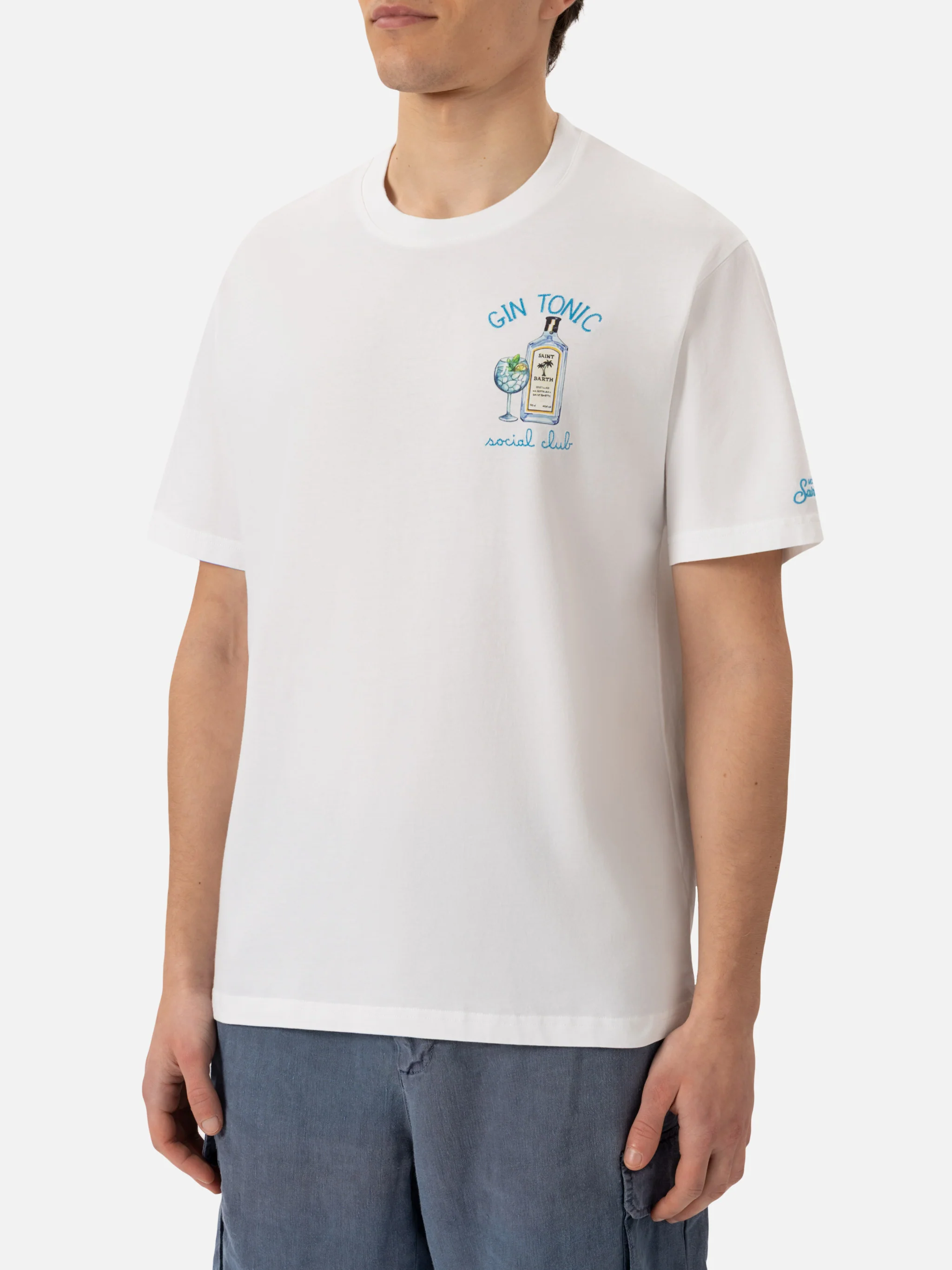 T-shirt with gin tonic social club embroidery - Image 3