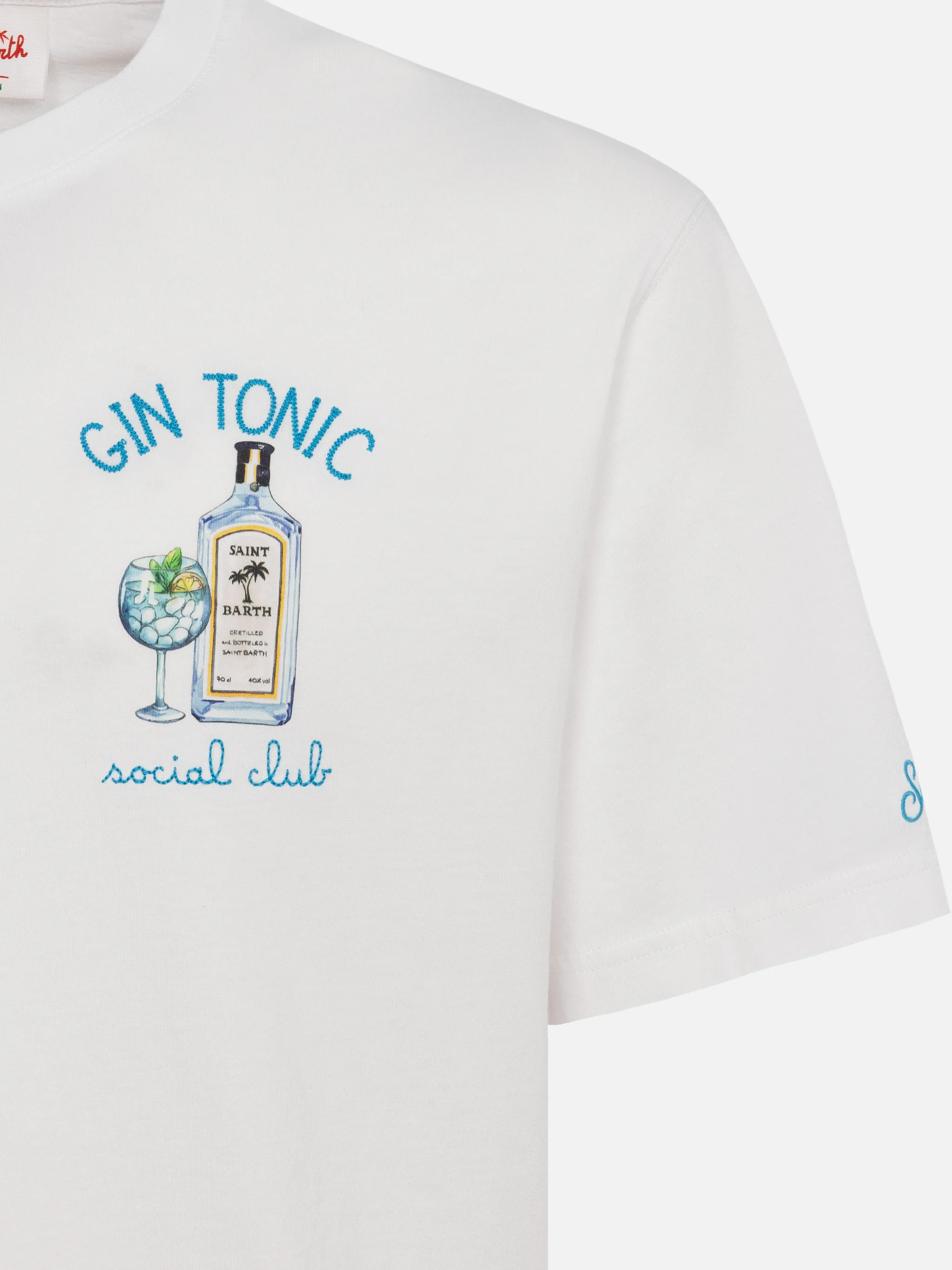 T-shirt with gin tonic social club embroidery - Image 5