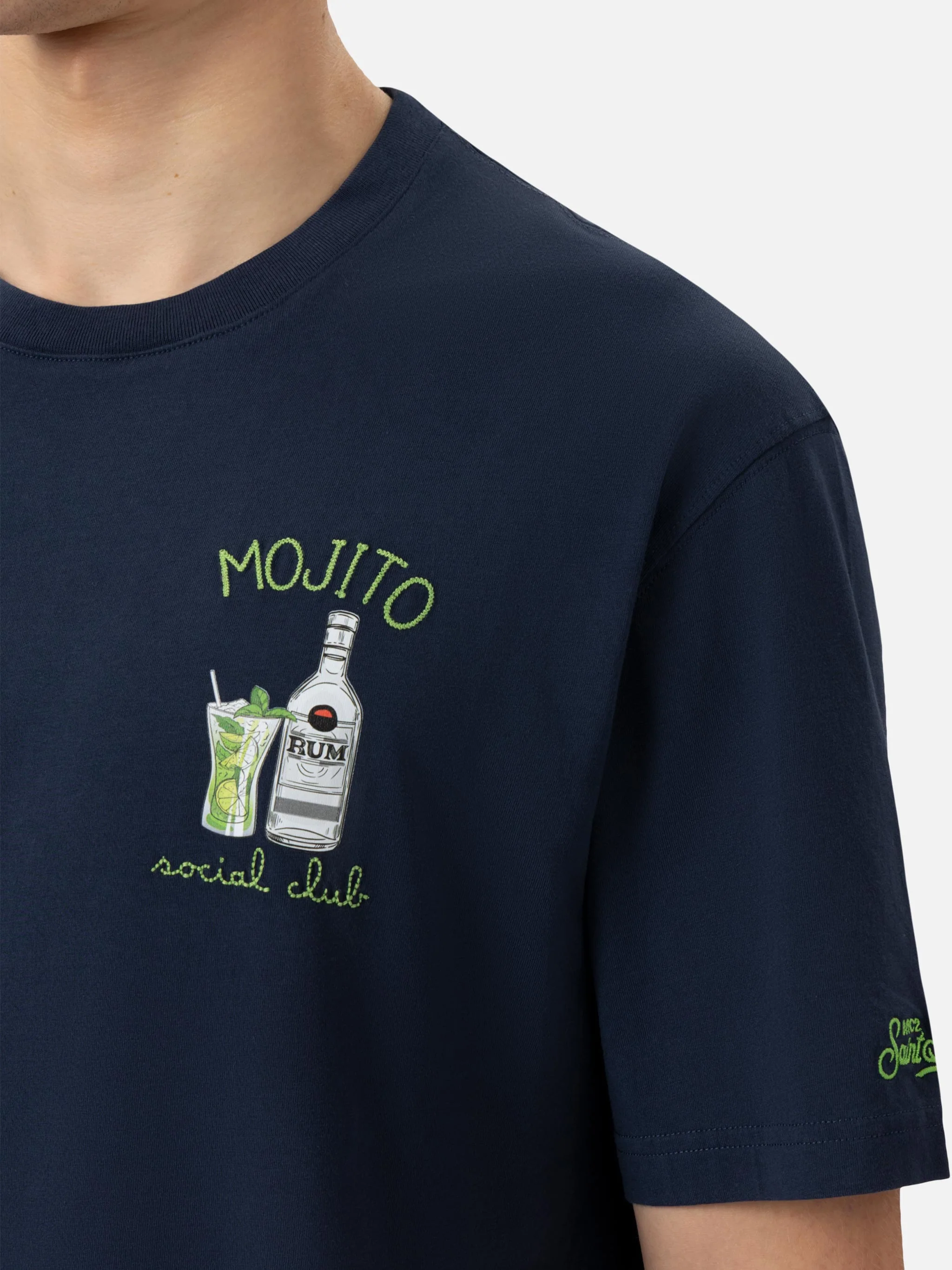 T-shirt with mojito social club embroidery - Image 2