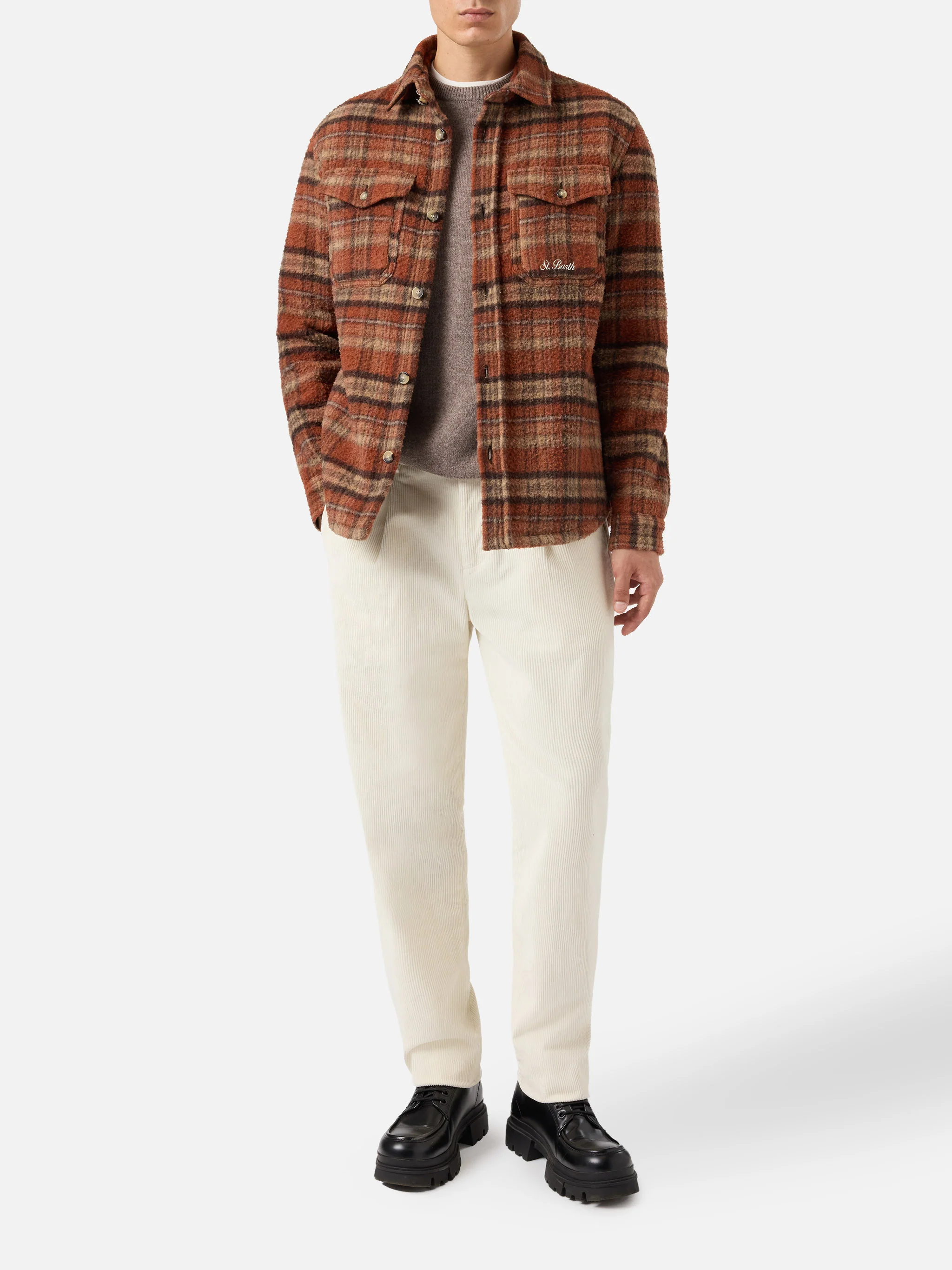 Overshirt Burton in brown Casentino with pockets - Image 2