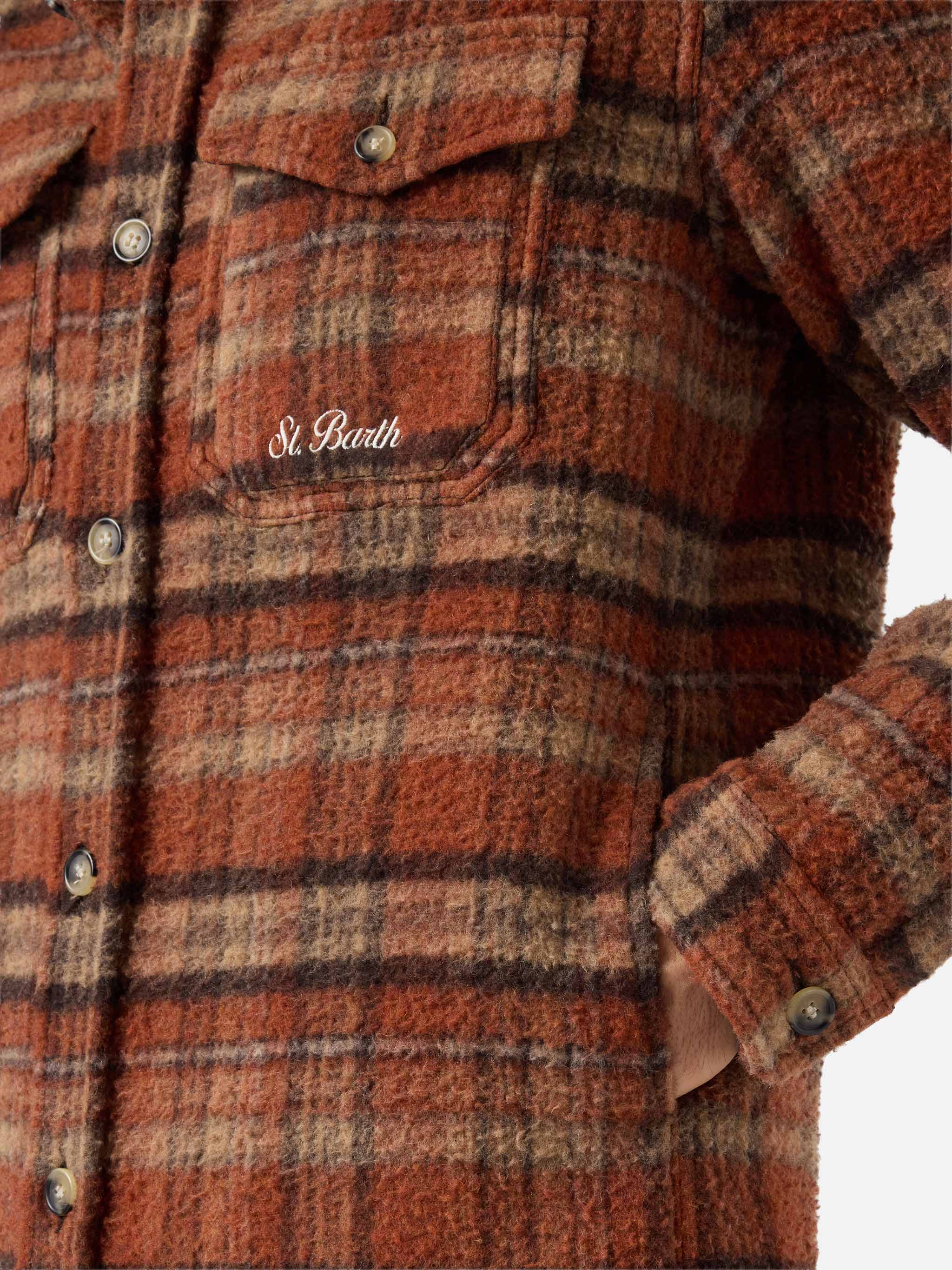 Overshirt Burton in brown Casentino with pockets - Image 5
