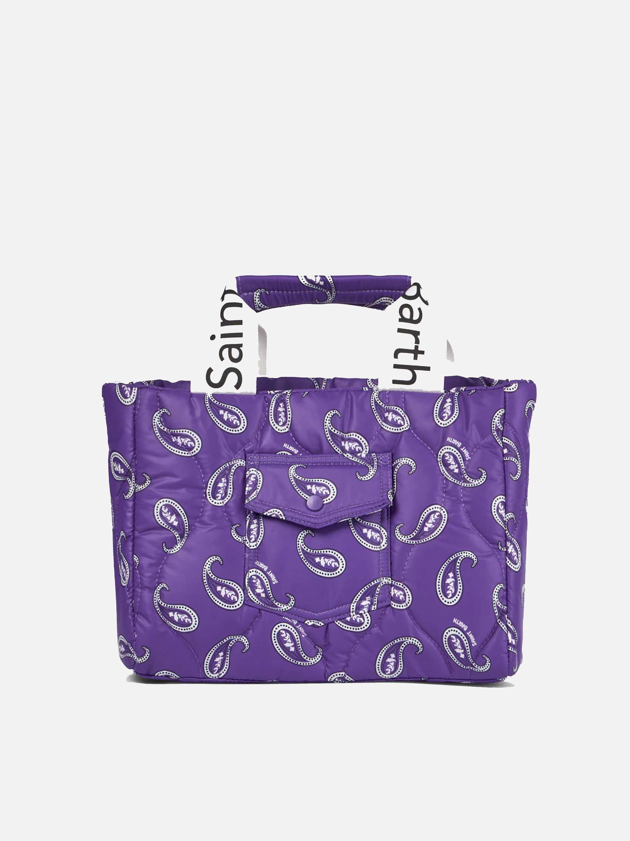 Puffer Bag purple paisley print handbag