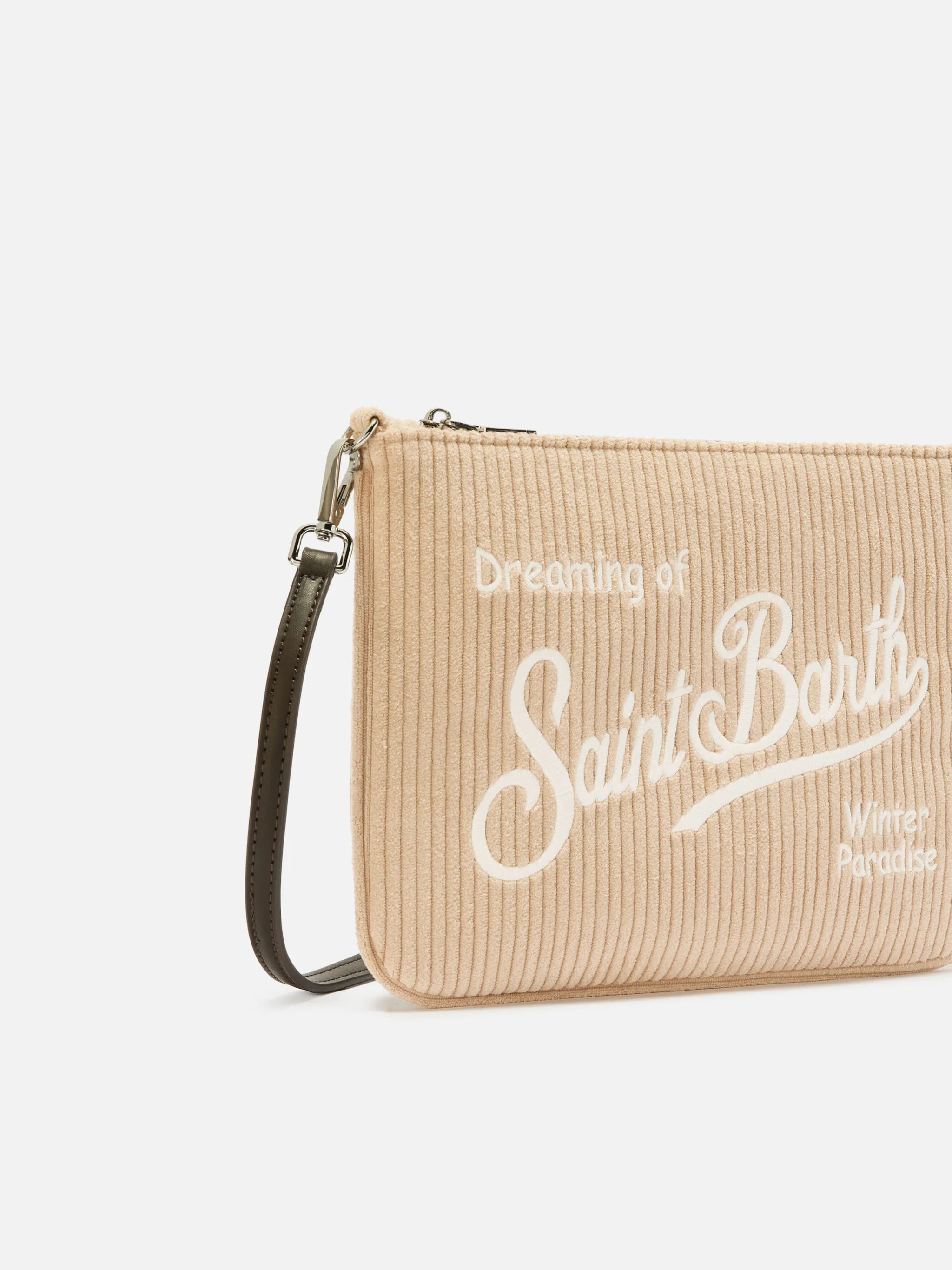 Parisienne Corduroy Crossbody Bag in beige corduroy - Image 4
