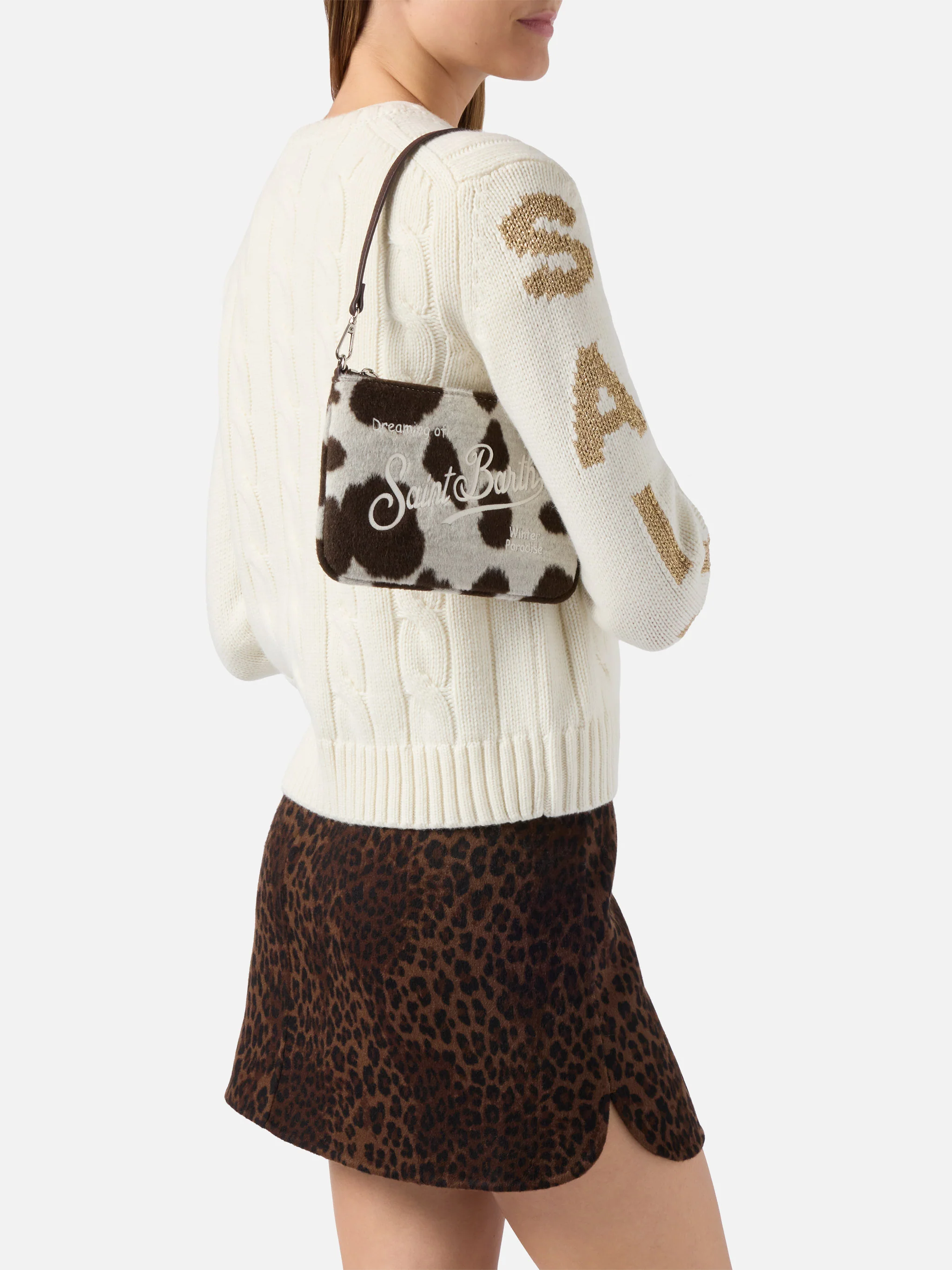 Parisienne Mini Shoulder Bag in cow-print wool blend - Image 2