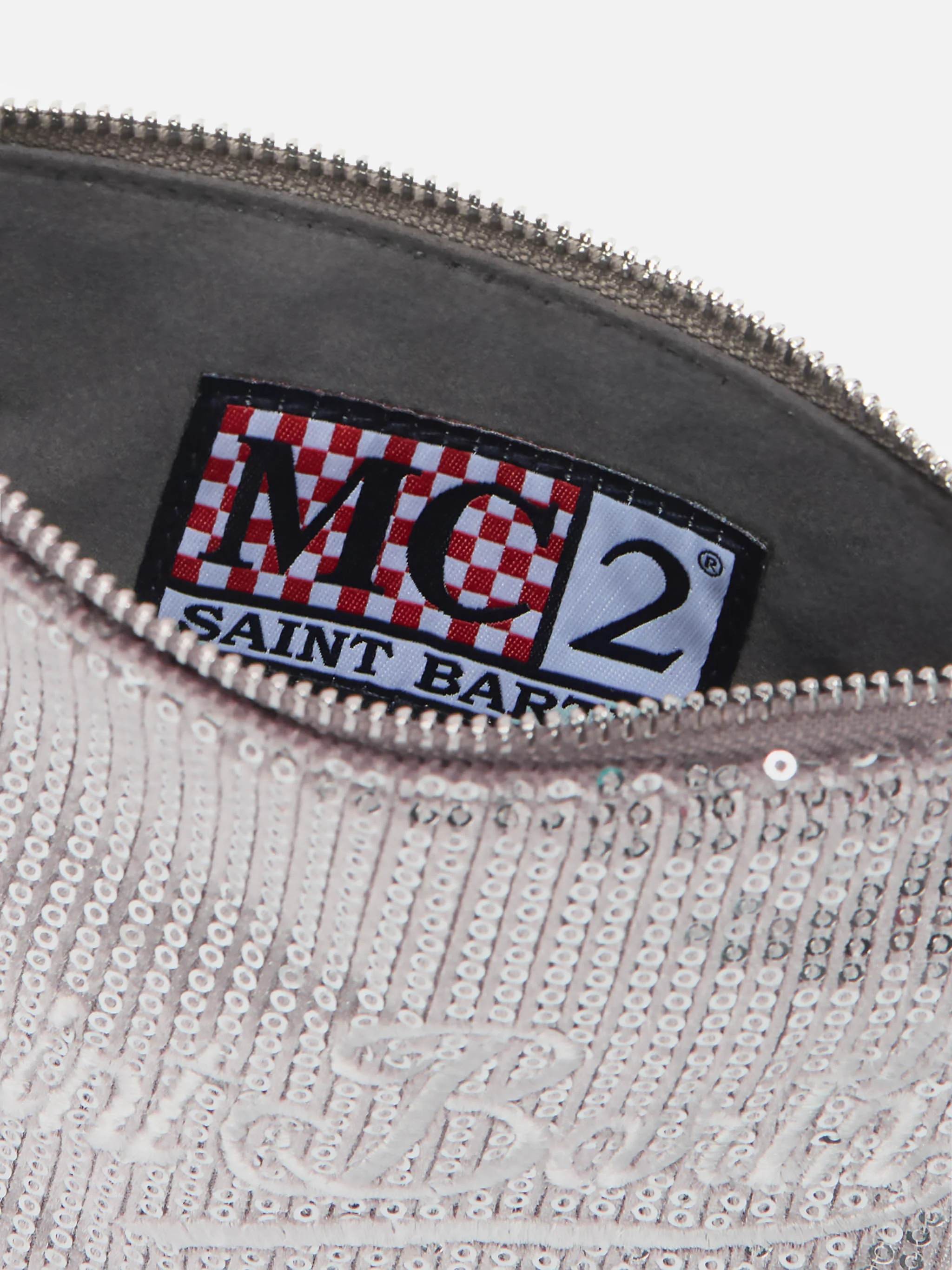 Parisienne Mini Shoulder Bag in gray velvet with sequins - Image 5
