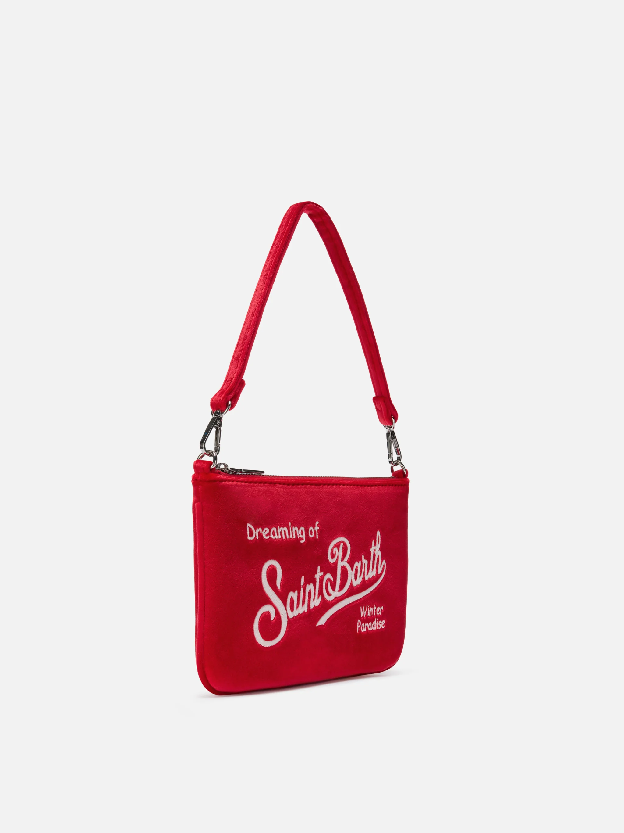 Parisienne Mini Shoulder Bag in red velvet - Image 3