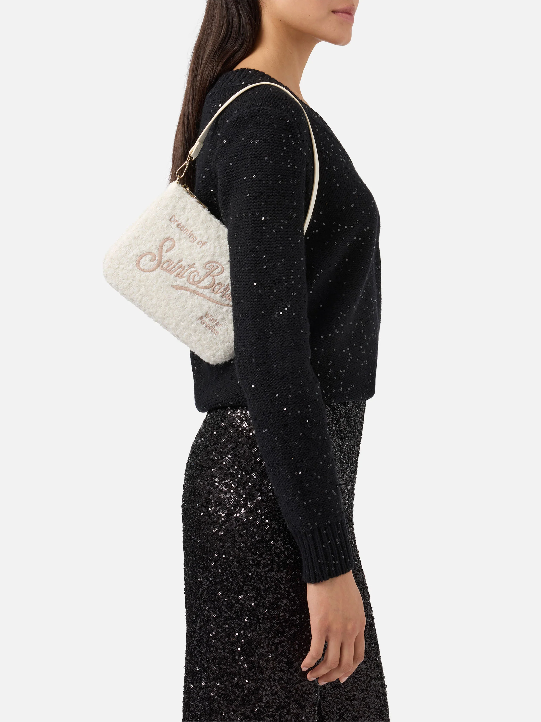 Parisienne Mini Shoulder Bag in white tweed - Image 2