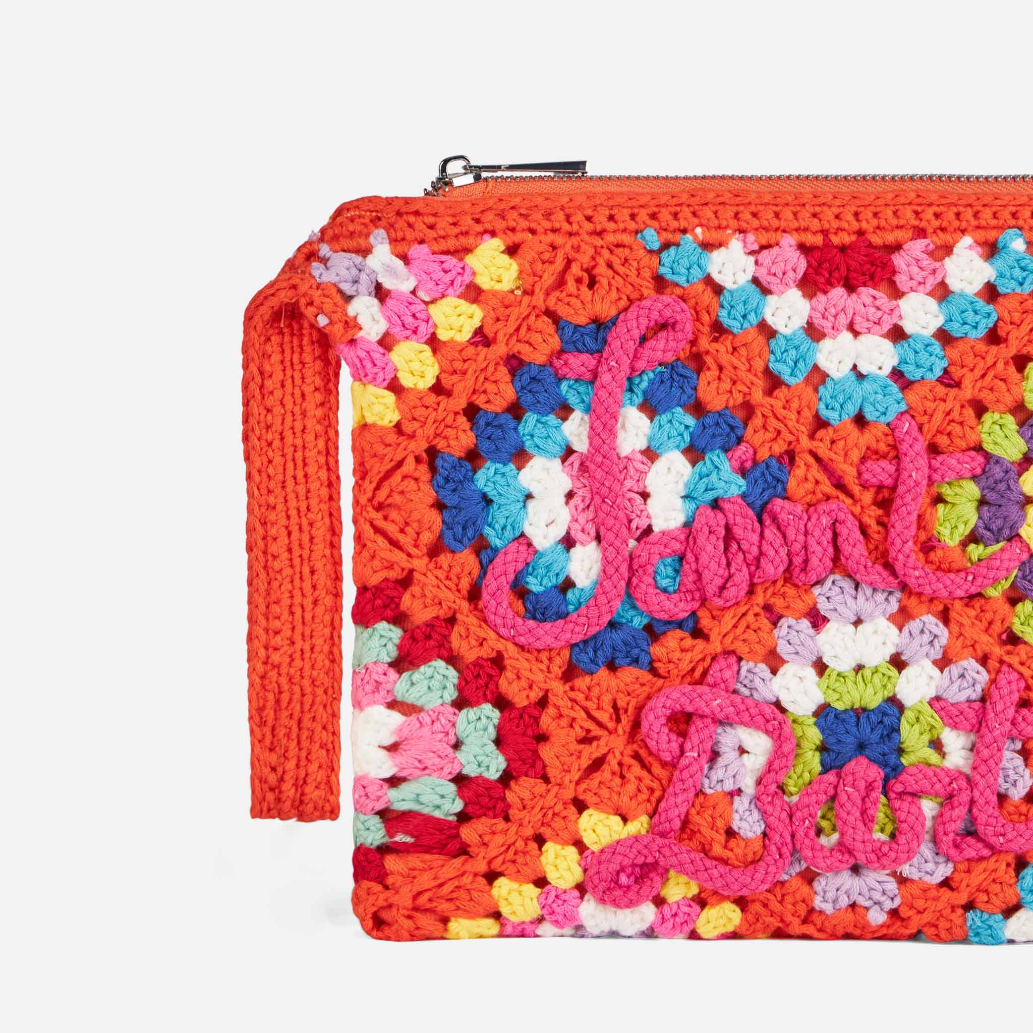 Parisienne orange crochet pouch bag with Saint Barth - Image 2