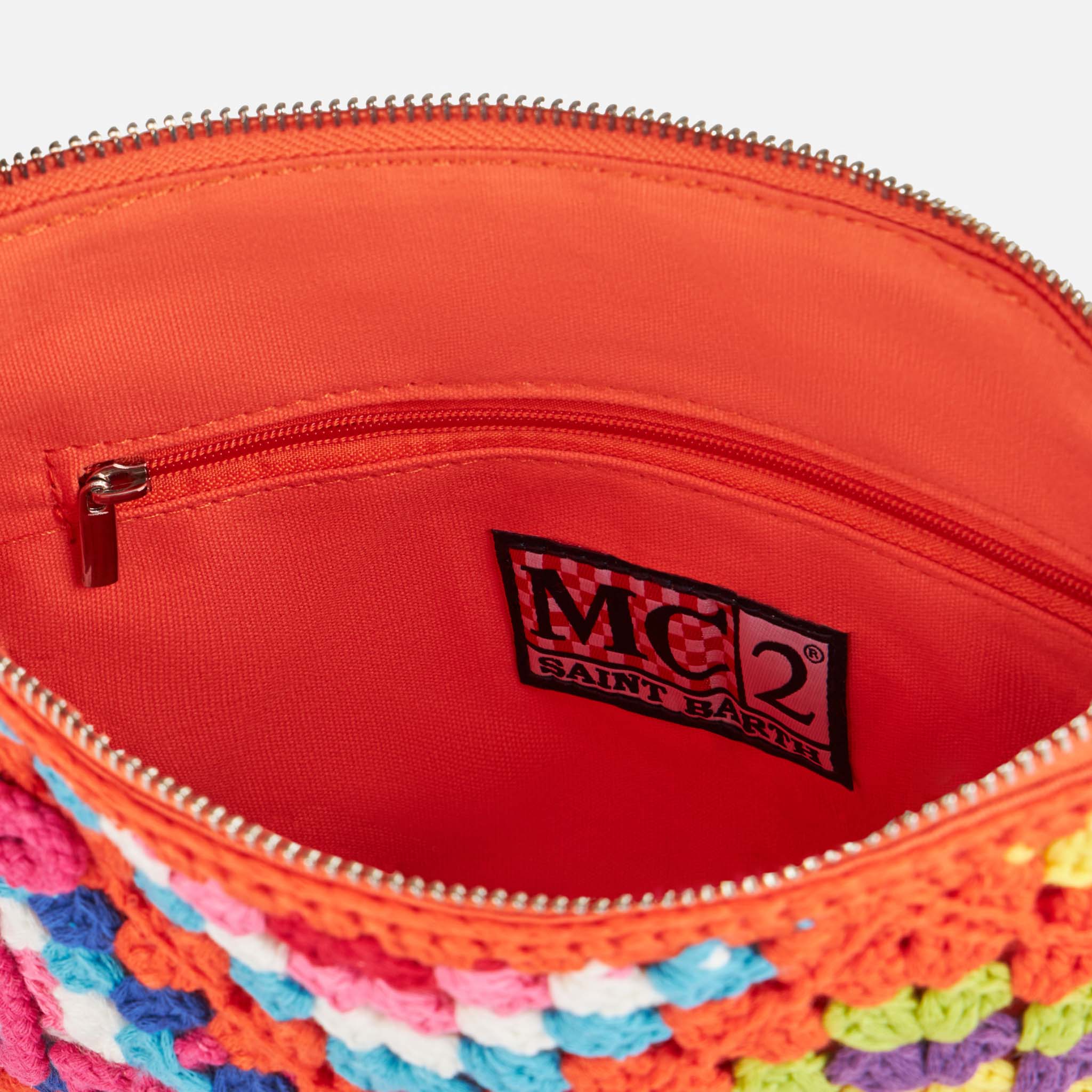 Parisienne orange crochet pouch bag with Saint Barth - Image 3