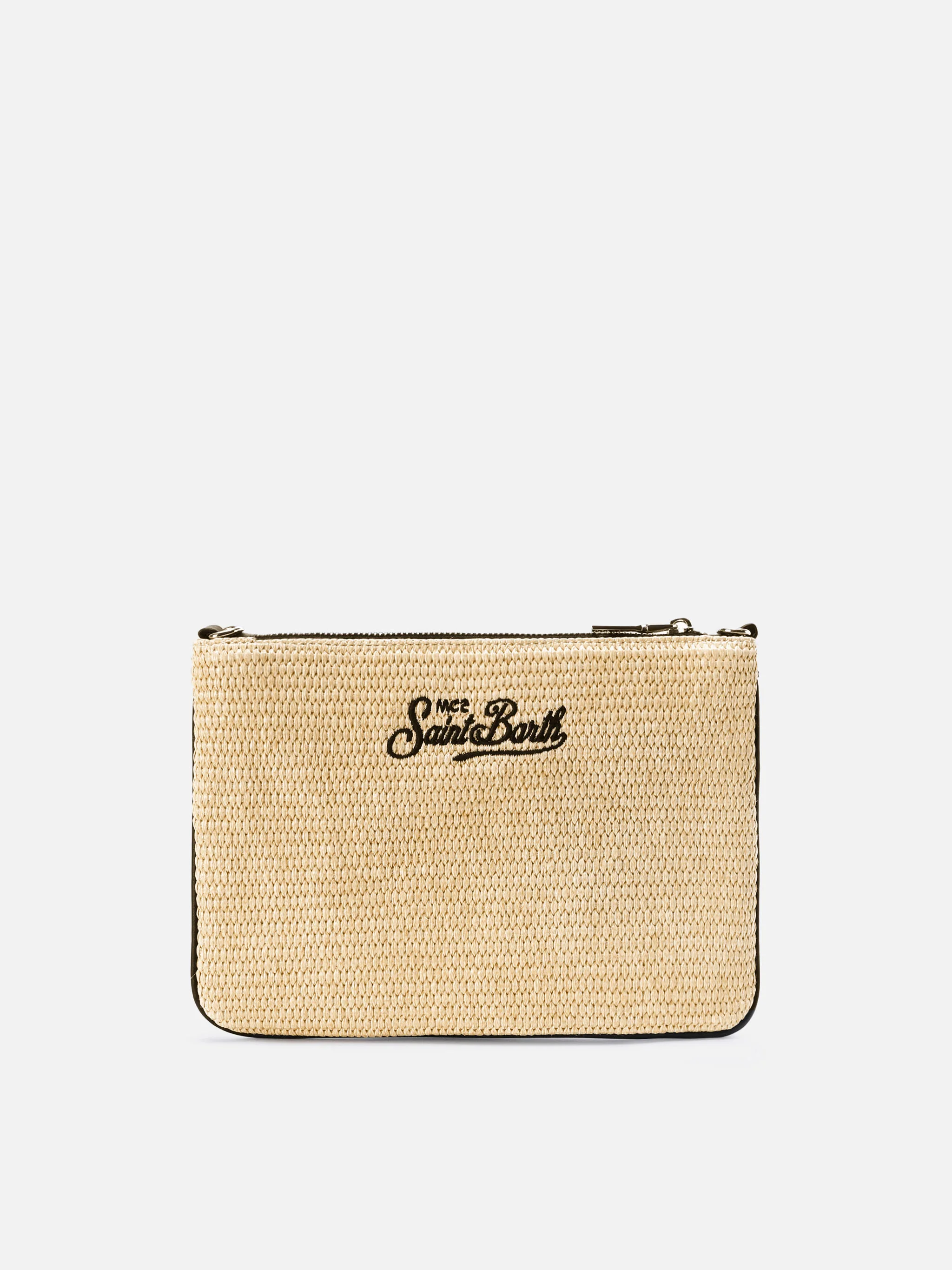 Parisienne solid color pouch with embroidered black logo and removable strap - Image 4