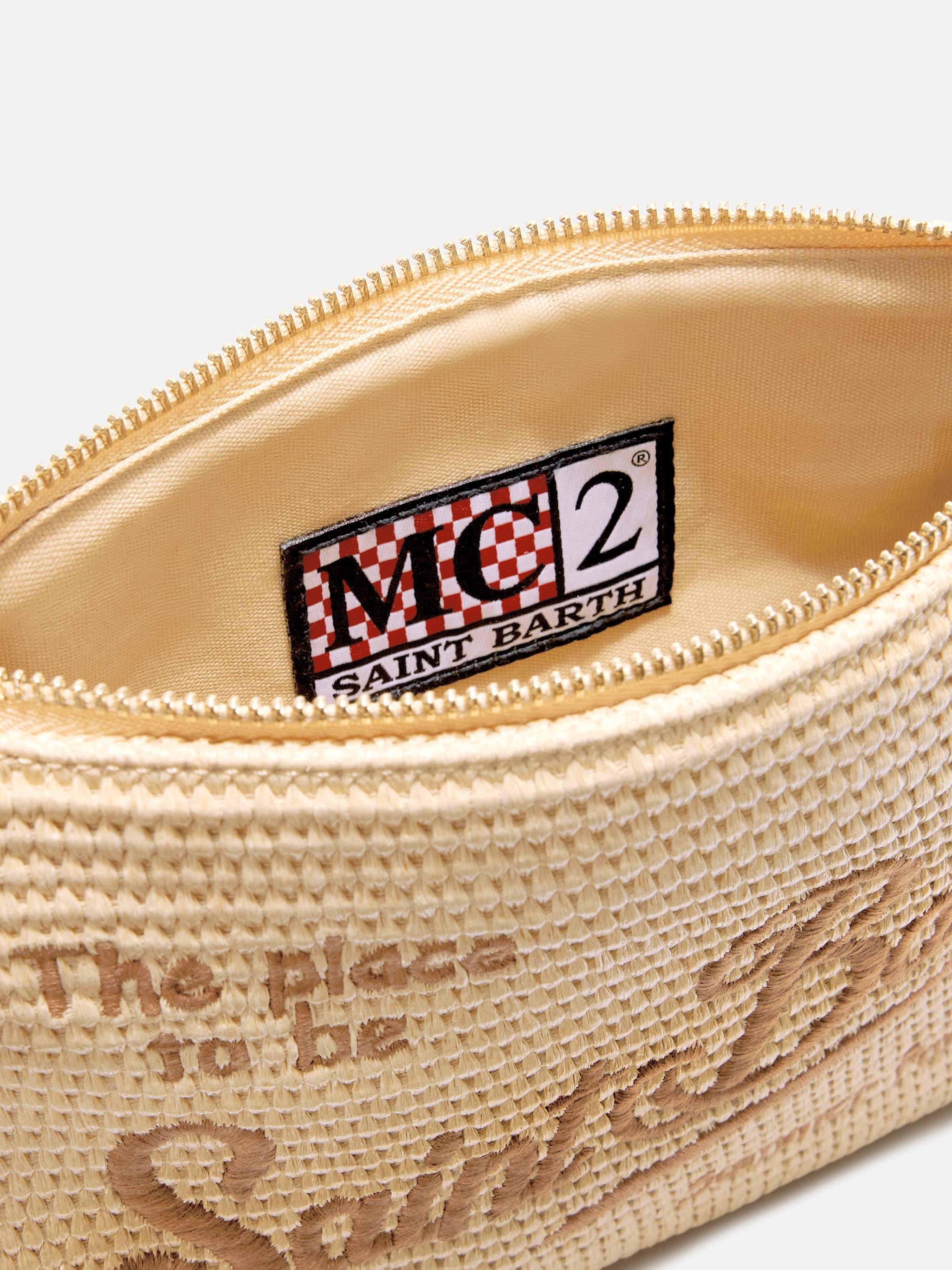 Parisienne solid color pouch with embroidered brown logo and removable strap - Image 5