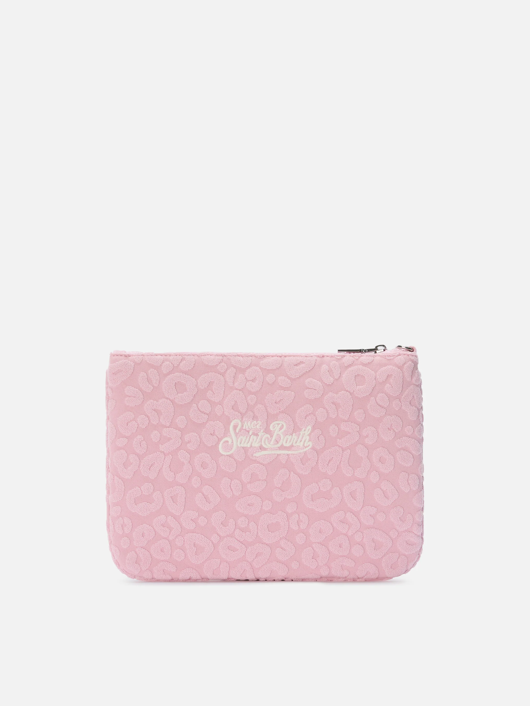 Parisienne Sponge terry-effect pouch with embossed leopard pattern and removable strap - Image 3