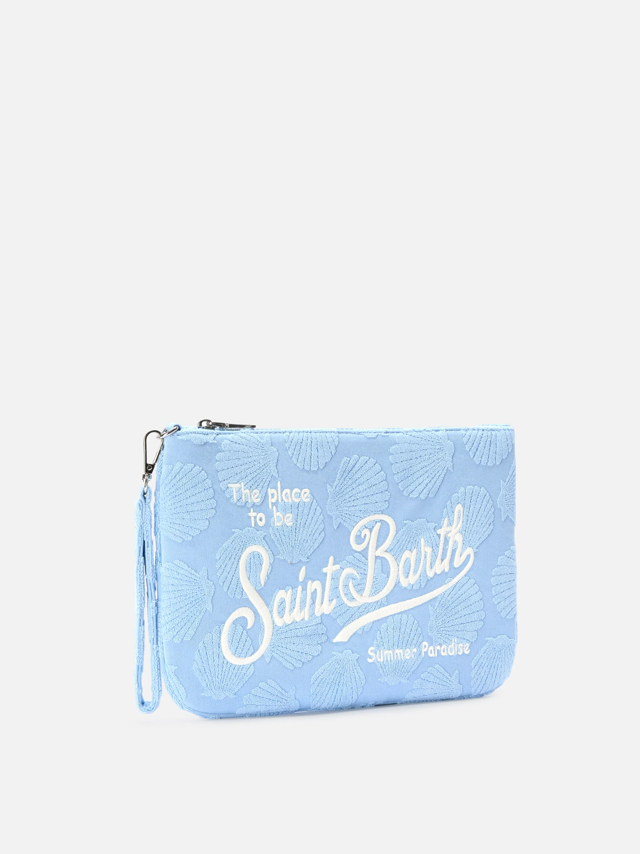 Parisienne Sponge terry-effect pouch with embossed shell pattern and removable strap - Image 3