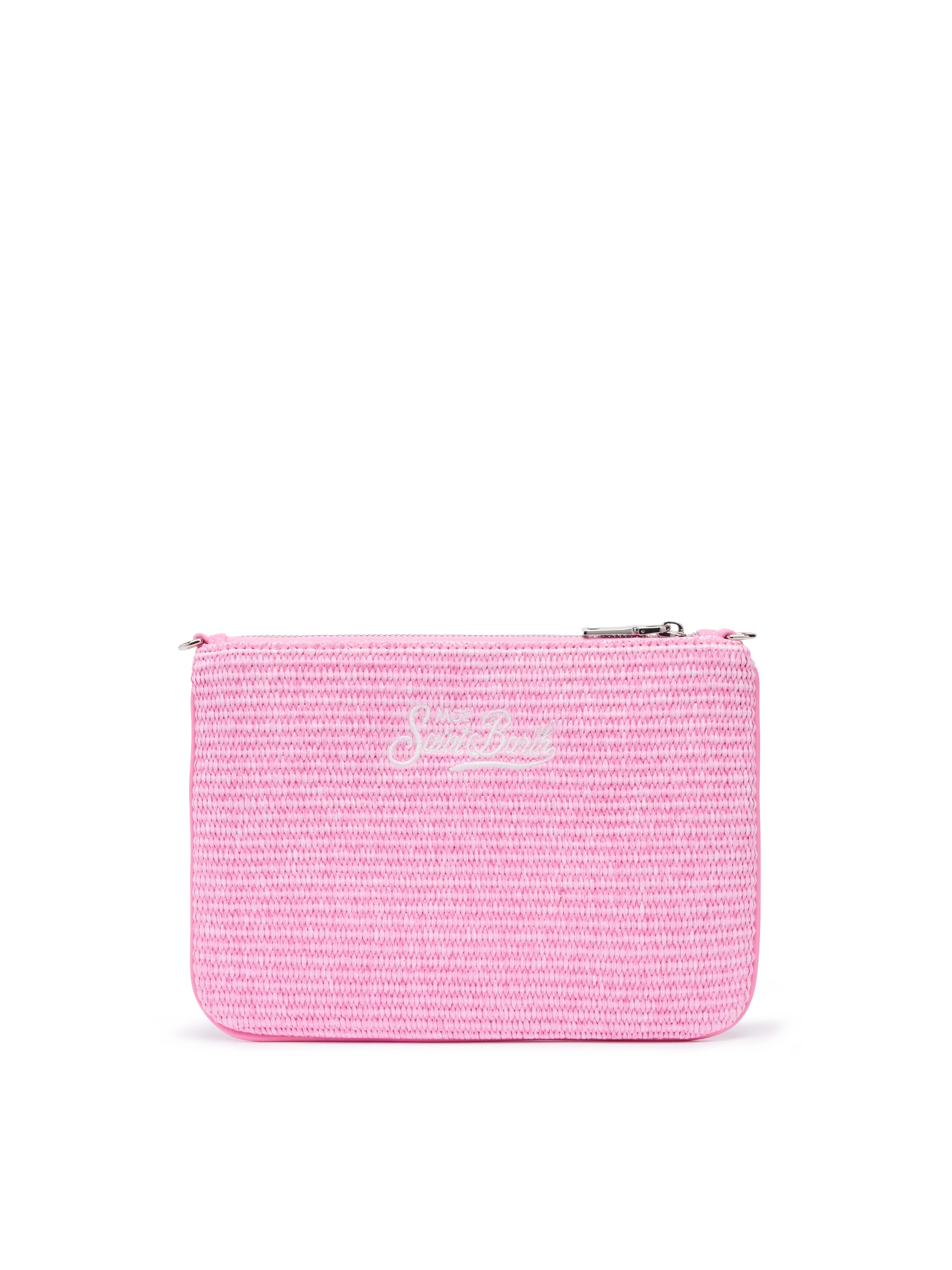 Parisienne Straw effect pouch bag with embroidered logo - Image 5