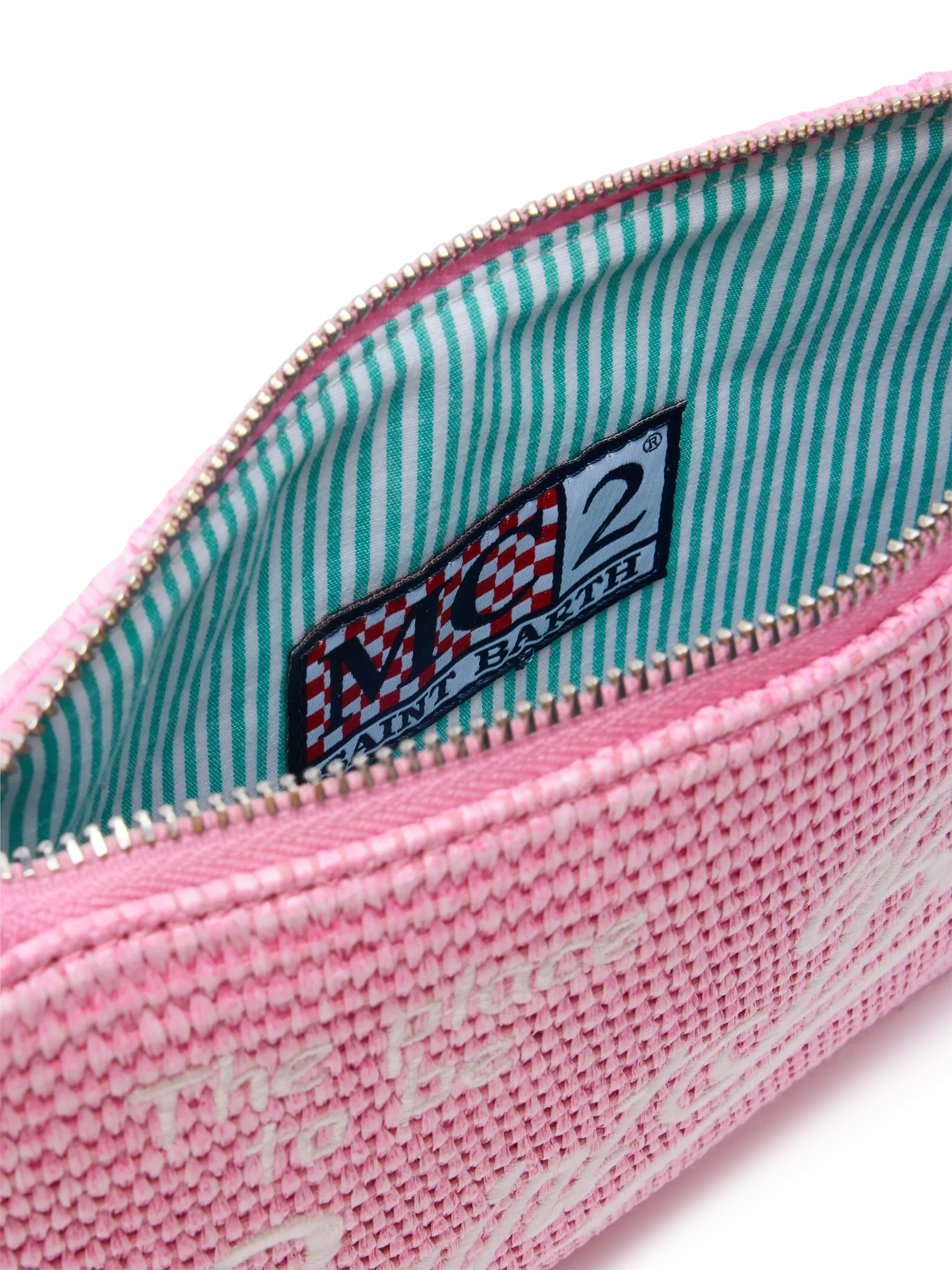 Parisienne Straw effect pouch bag with embroidered logo - Image 6
