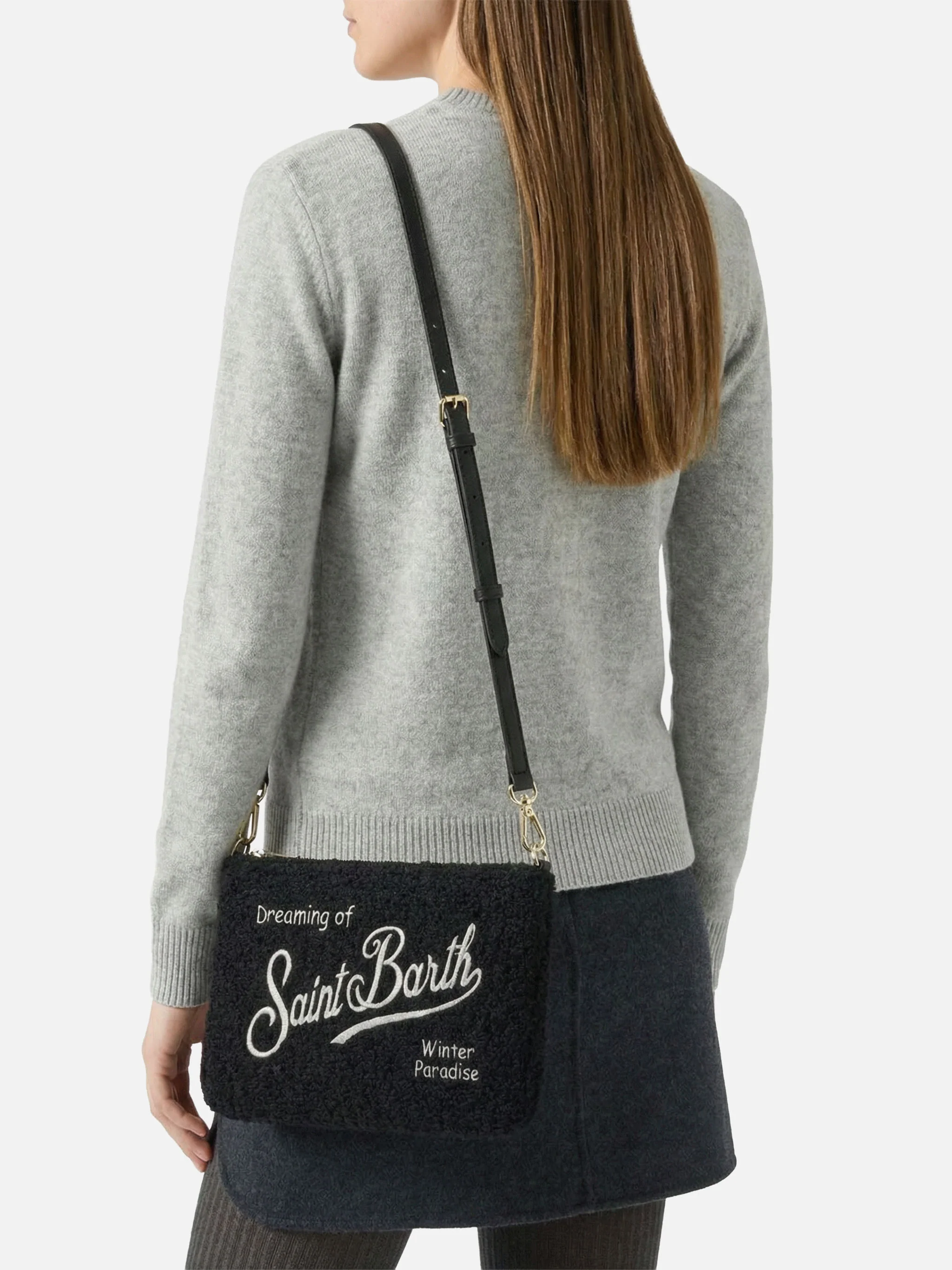 Parisienne Tweed Crossbody Bag in black tweed - Image 2