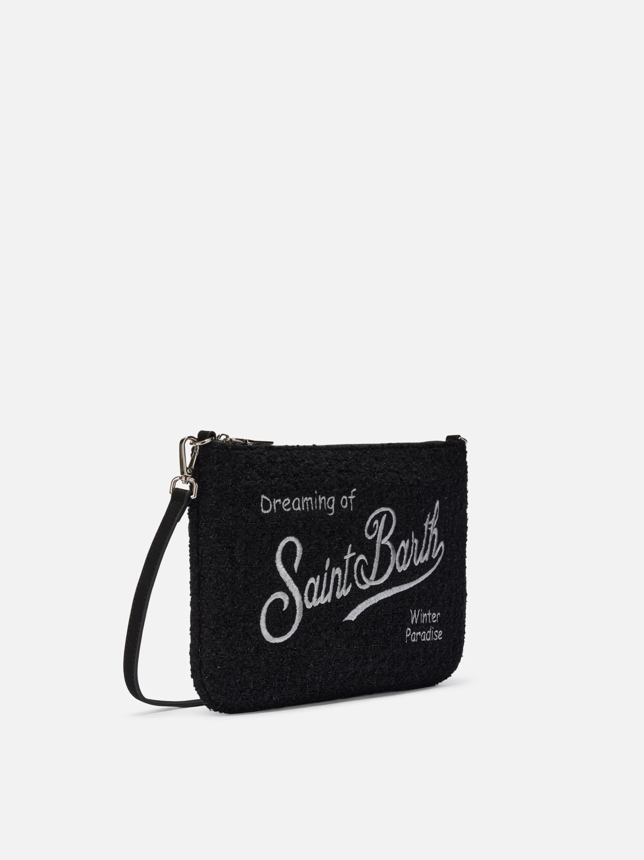 Parisienne Tweed Crossbody Bag in black tweed - Image 4