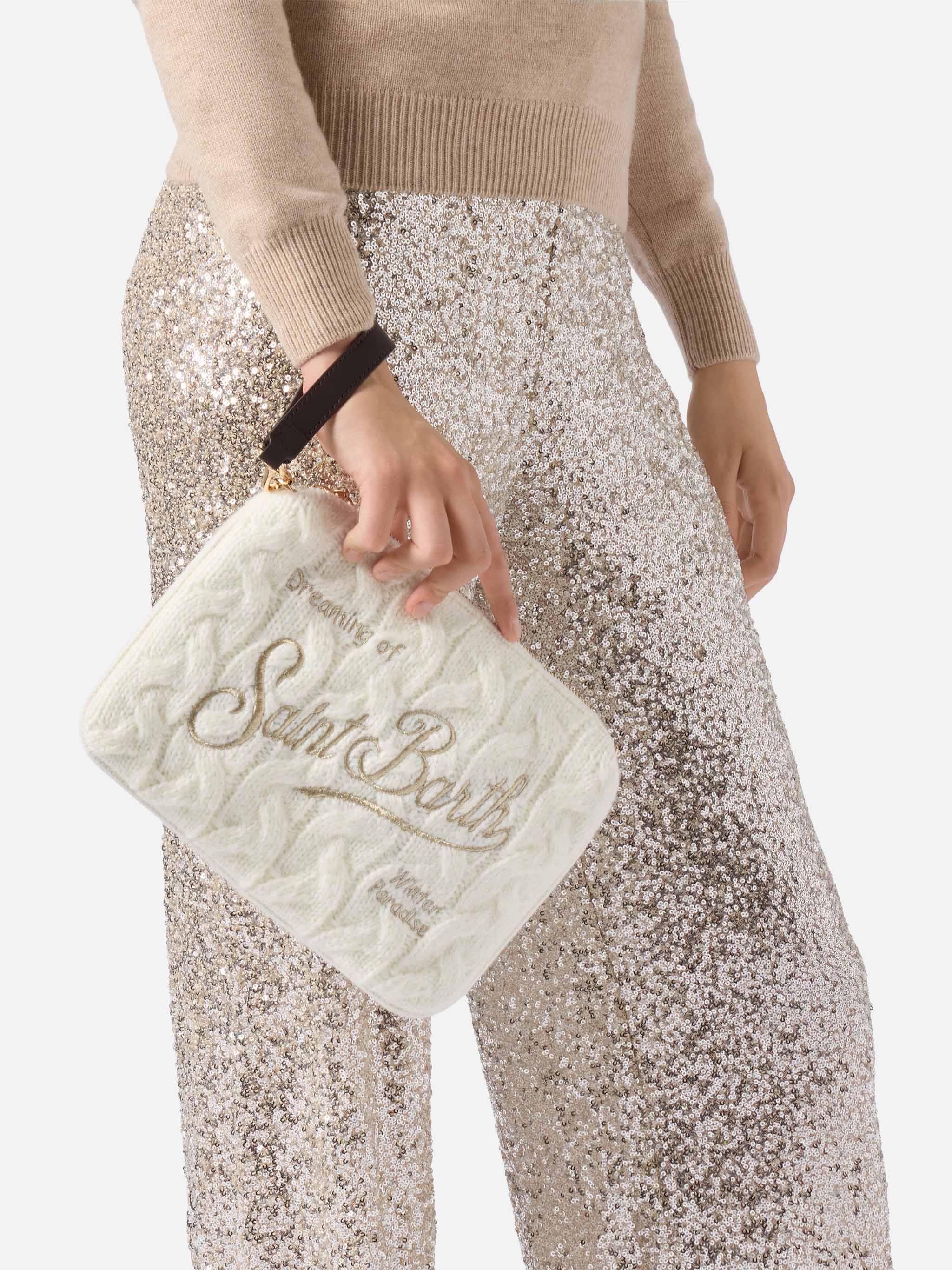 Parisienne Wool Braid Crossbody Bag in white braided wool blend - Image 2
