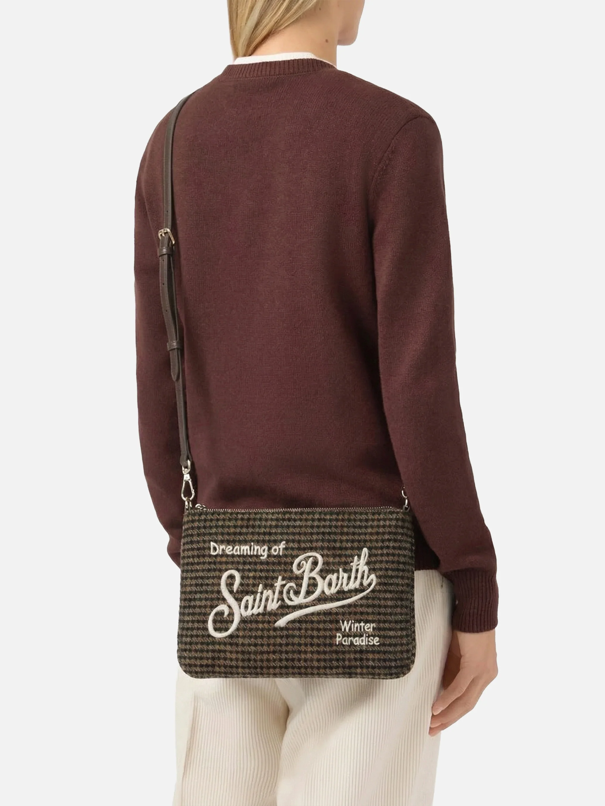 Parisienne Wool Crossbody Bag in houndstooth wool blend - Image 2