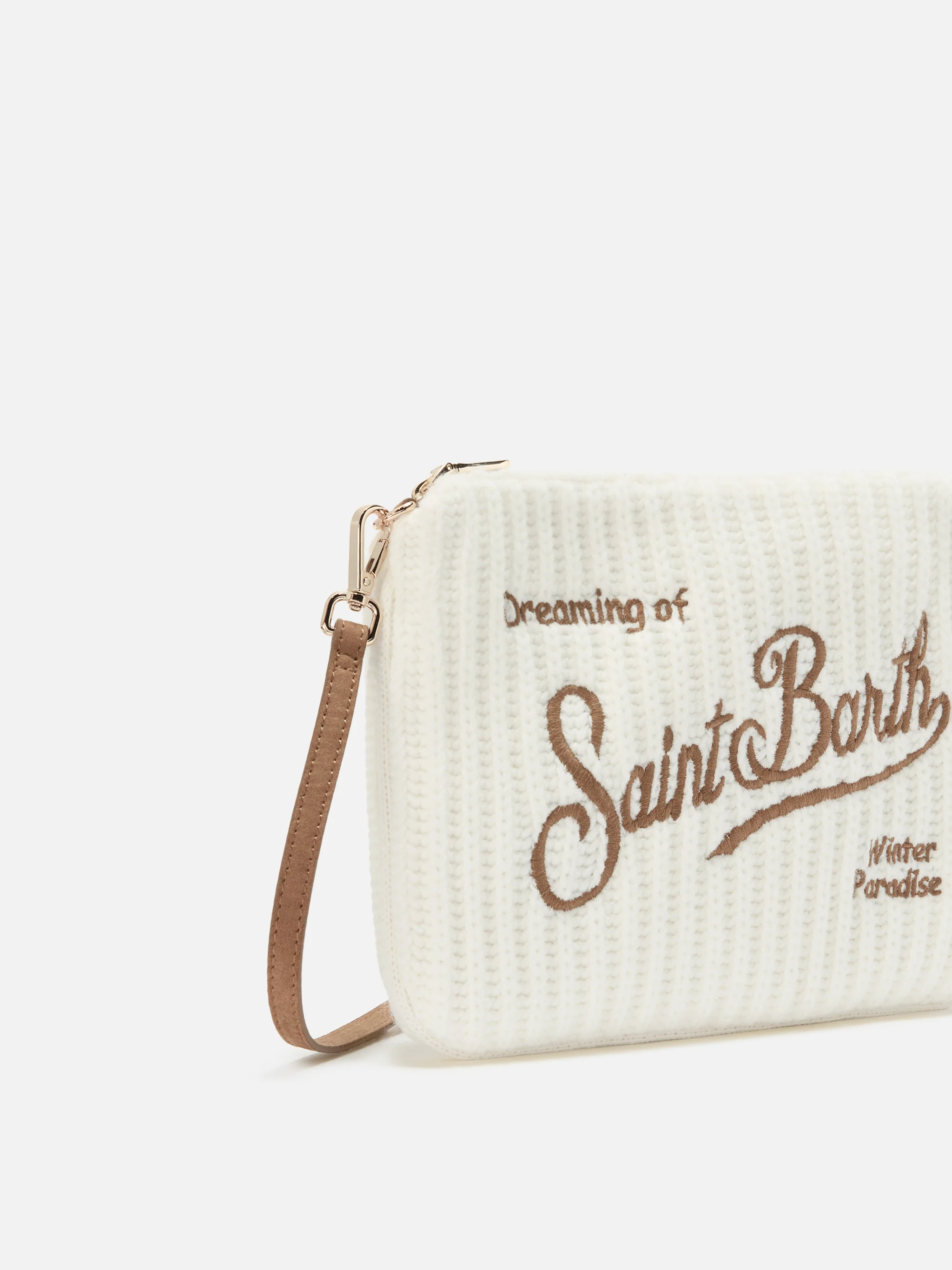 Parisienne Wool Rib Crossbody Bag in white ribbed wool blend - Image 5