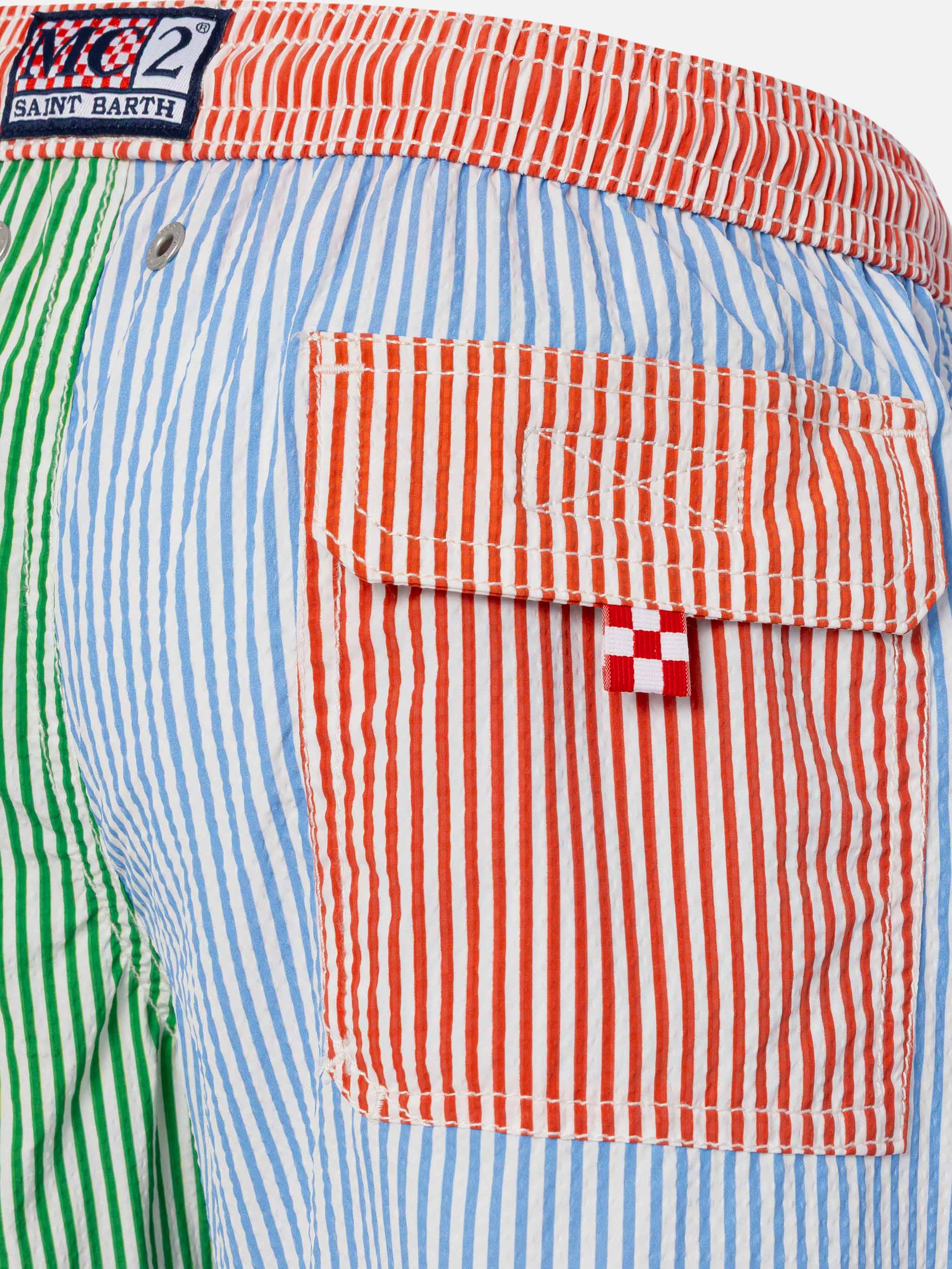 Patmos Jr seersucker striped mid-length swim shorts - Image 3