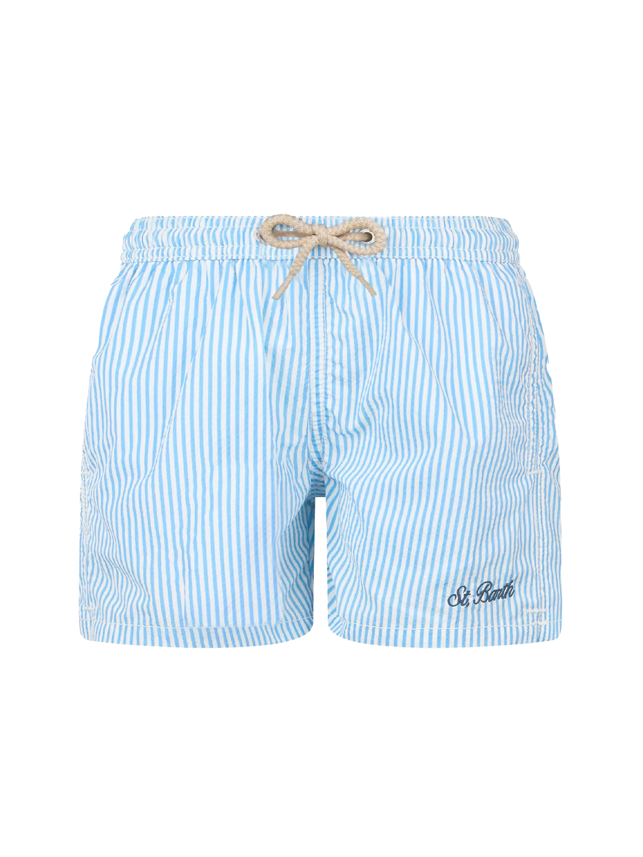 Patmos Jr seersucker striped mid-length swim shorts