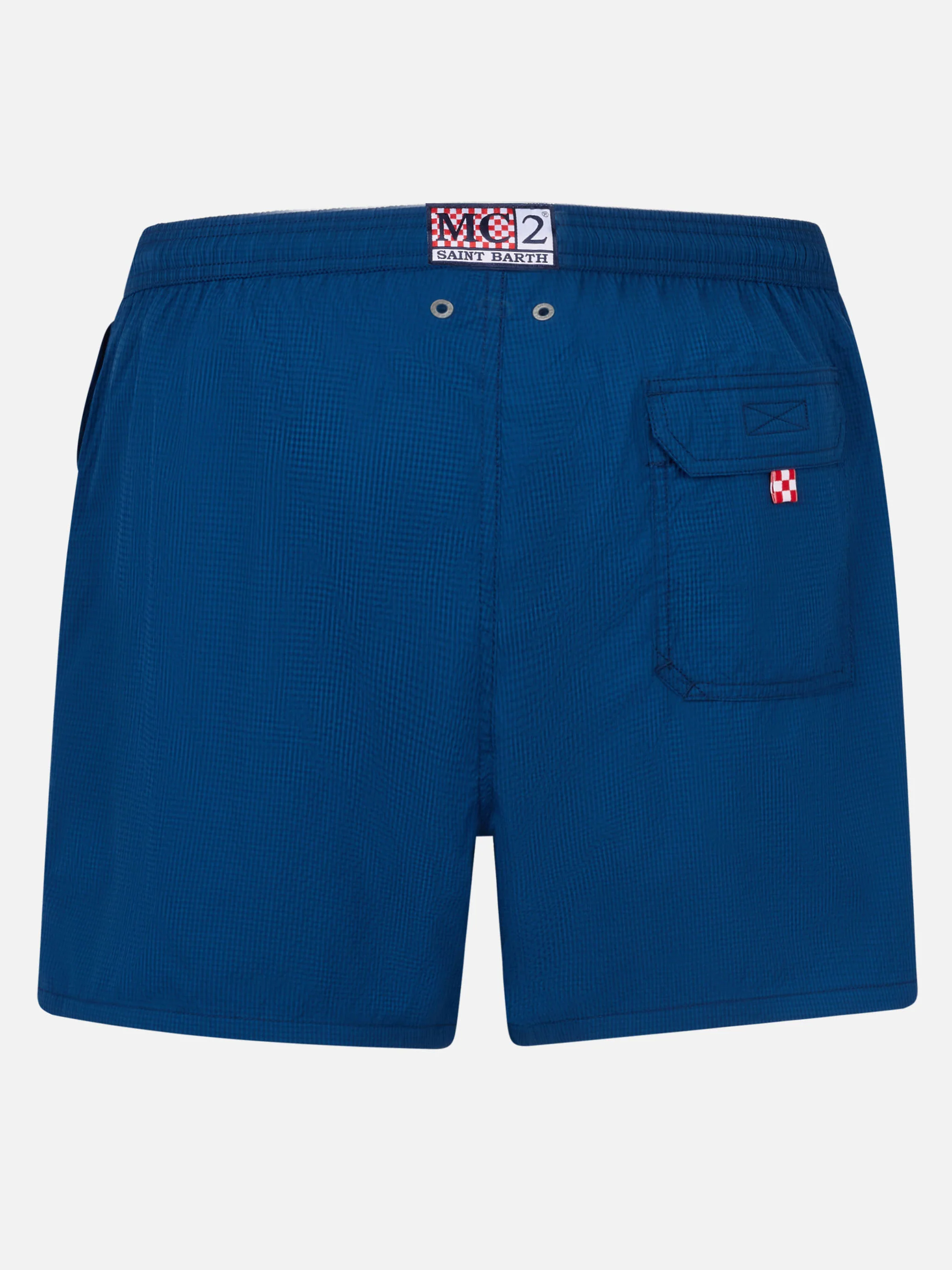 Patmos navy blue seersucker classic light swim shorts - Image 2