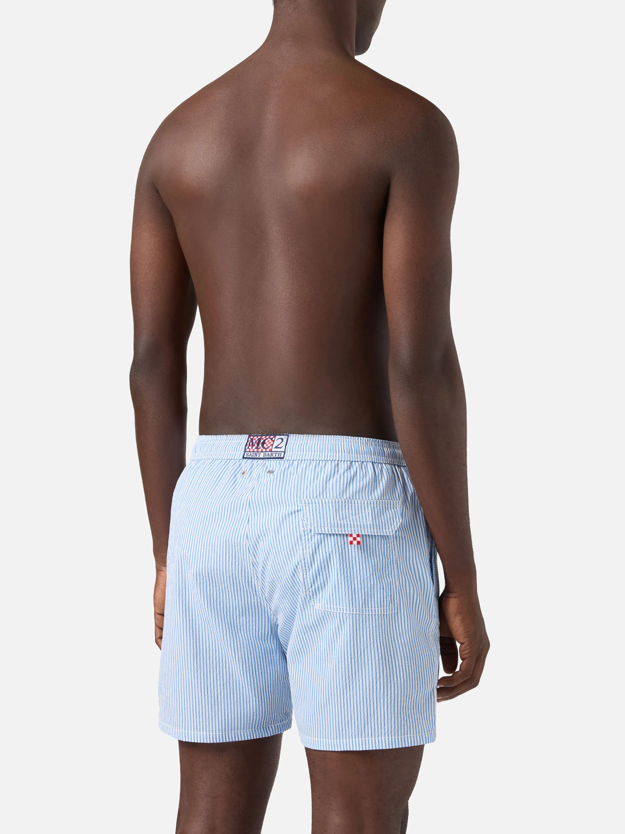 Patmos seersucker striped swim shorts in blue and white - Image 5