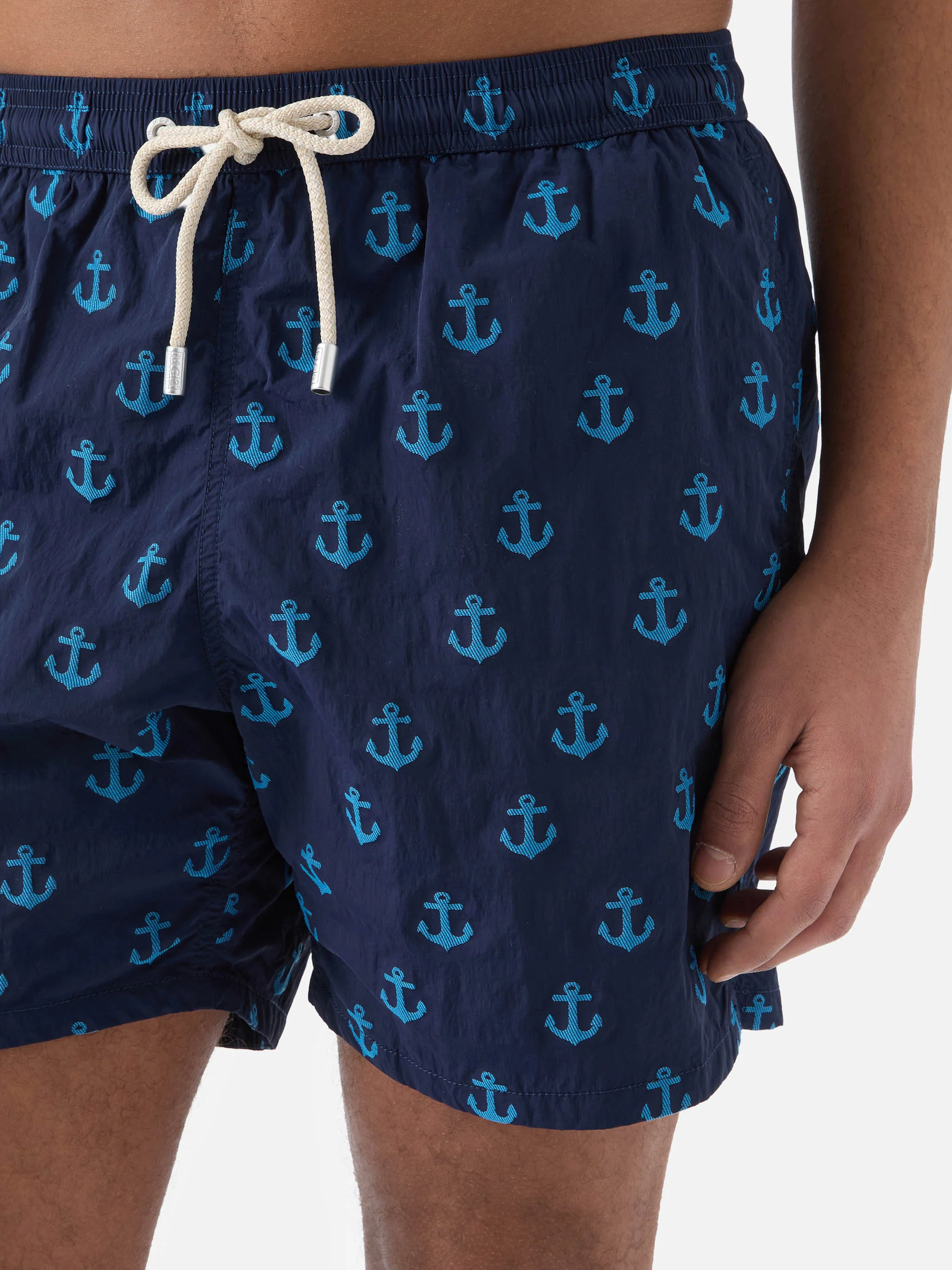 Patmos swim shorts in blue with all-over anchor print - Image 4