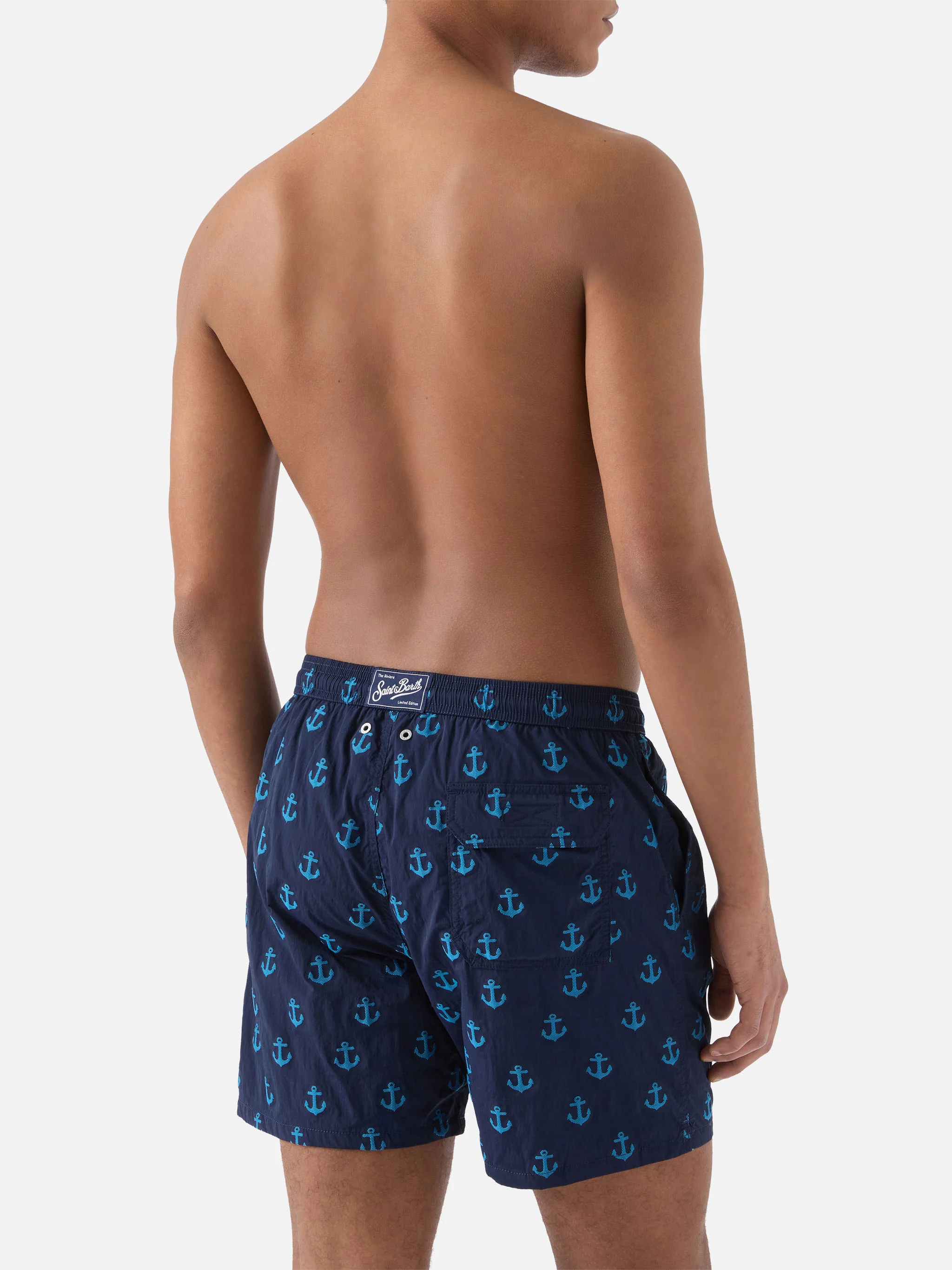 Patmos swim shorts in blue with all-over anchor print - Image 5