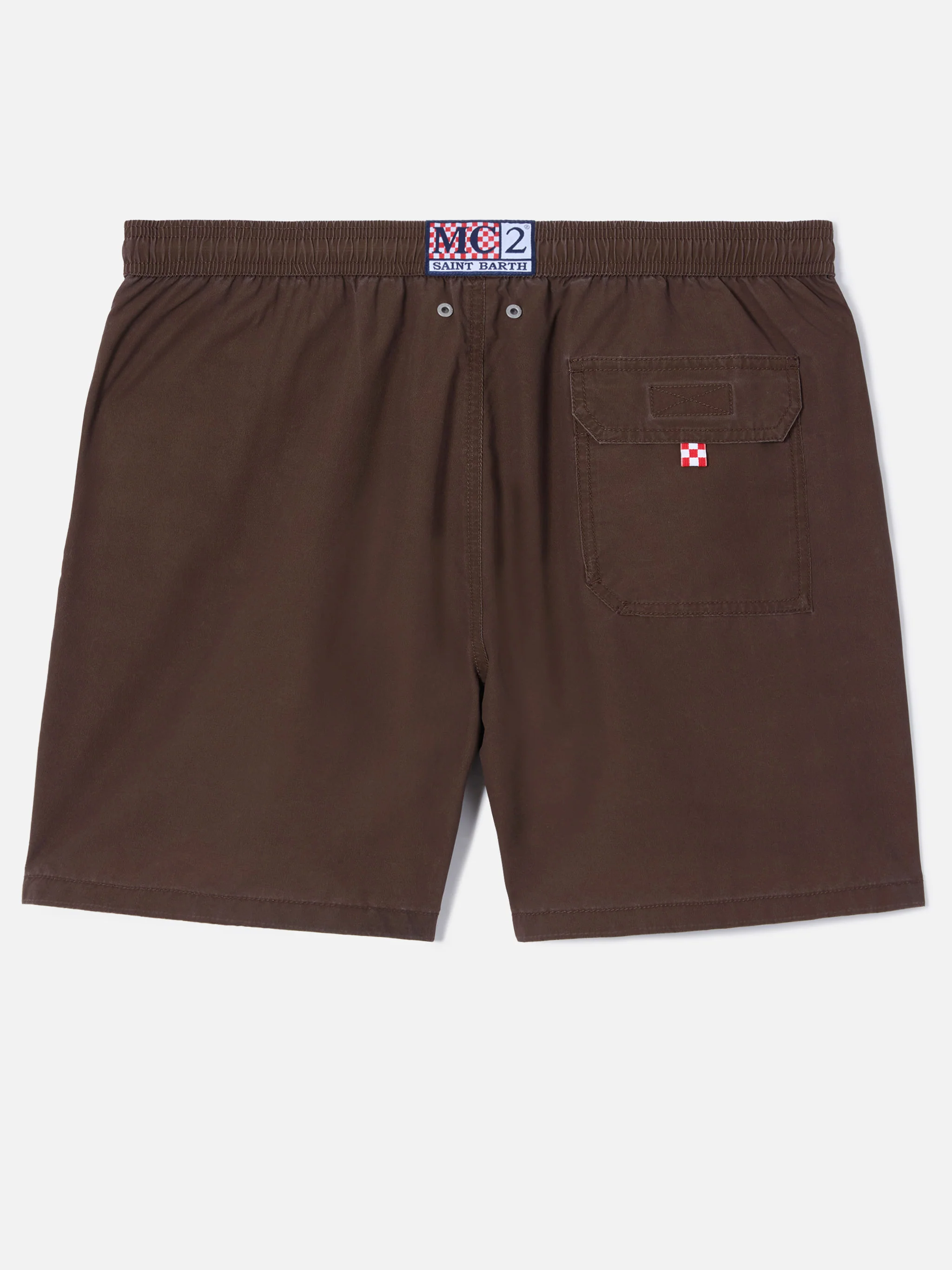 Patmos swim shorts in brown with used effect and logo embroidery - Image 2