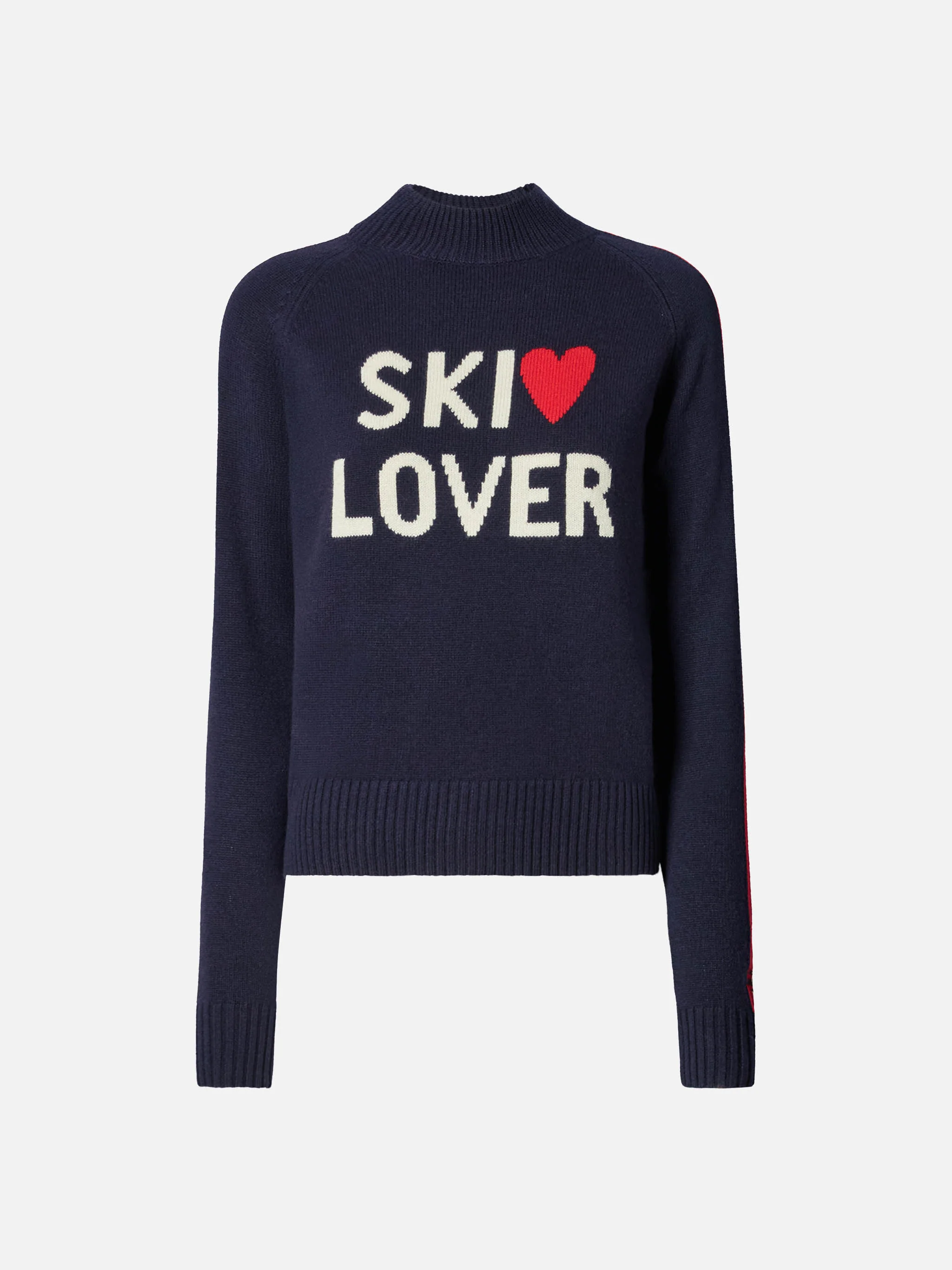 Peak cashmere-blend mock-neck in blue with Ski Lover jacquard - Image 5