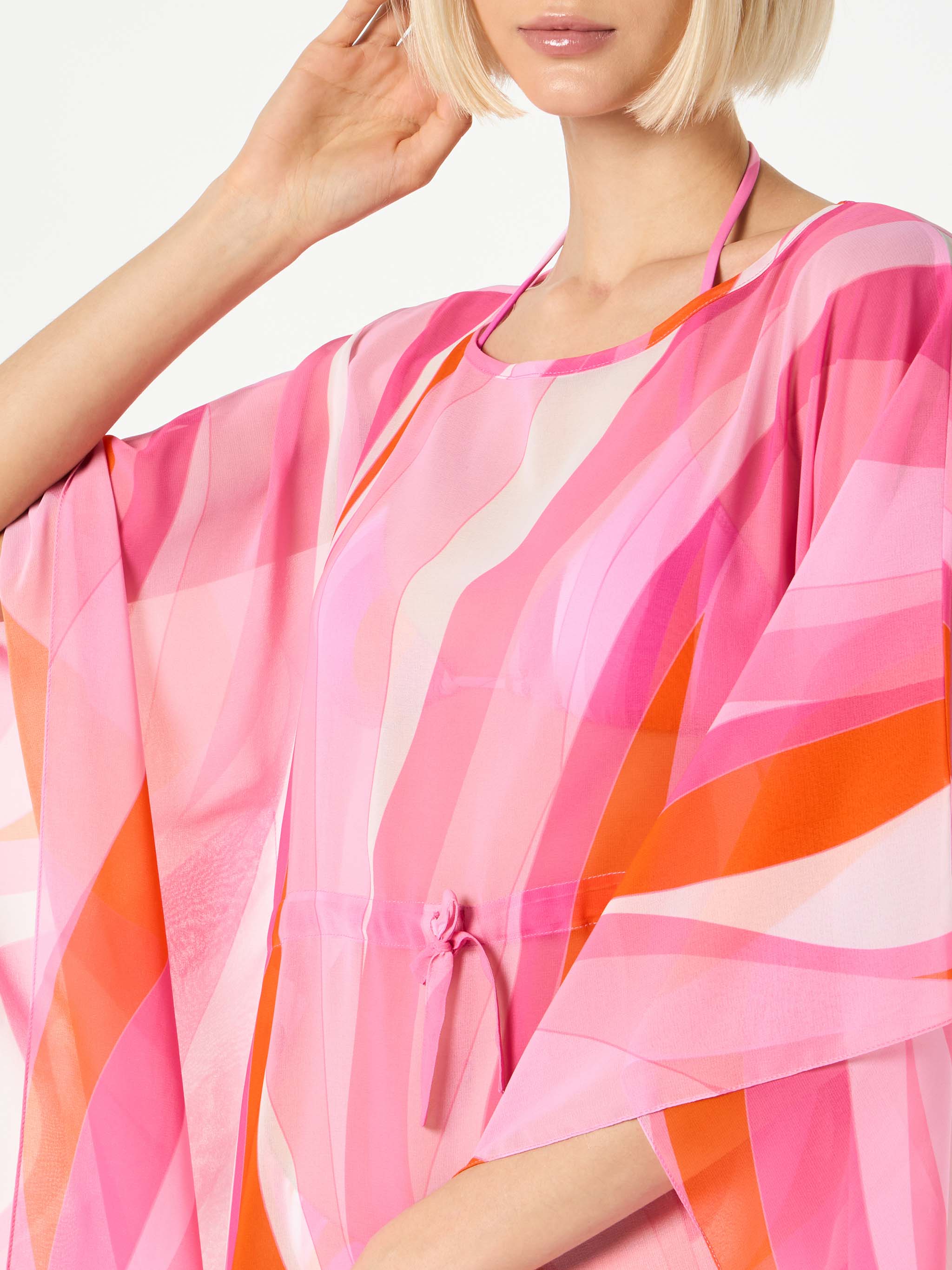 Pink and orange wave print caftan - Image 2