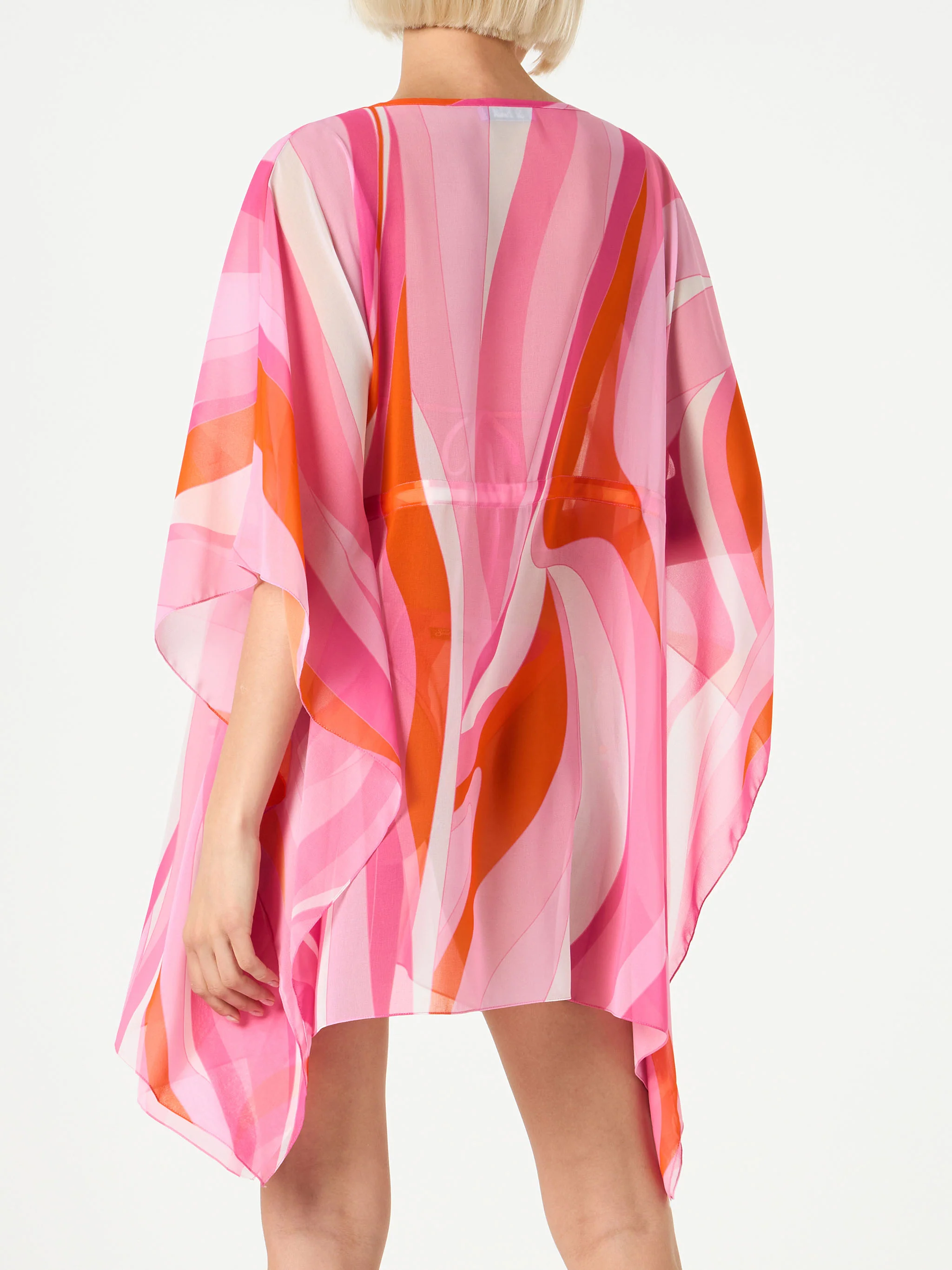 Pink and orange wave print caftan - Image 3