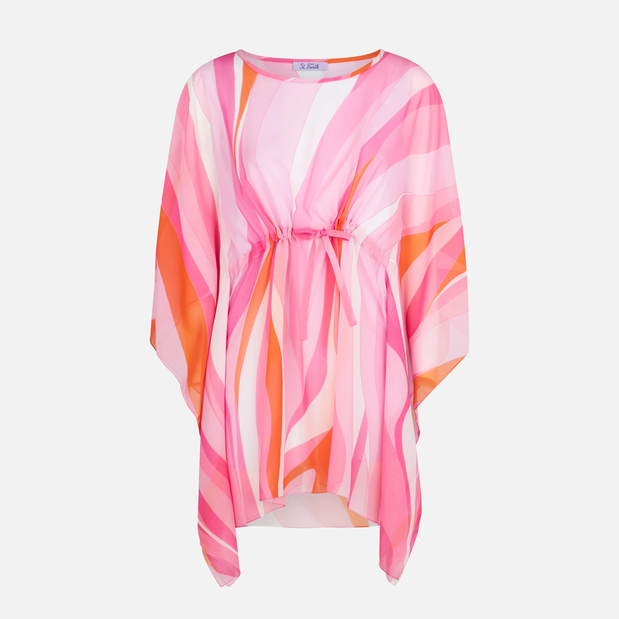 Pink and orange wave print caftan - Image 4