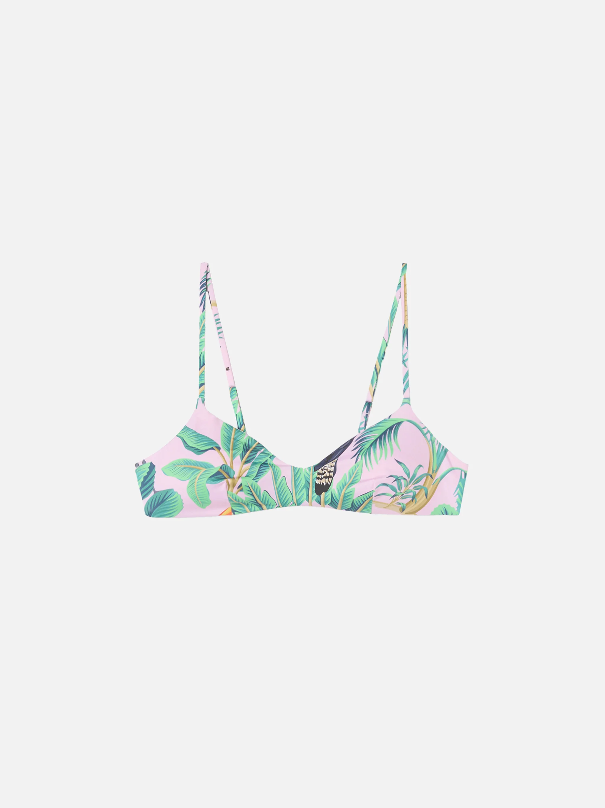 Pink bralette with tropical print