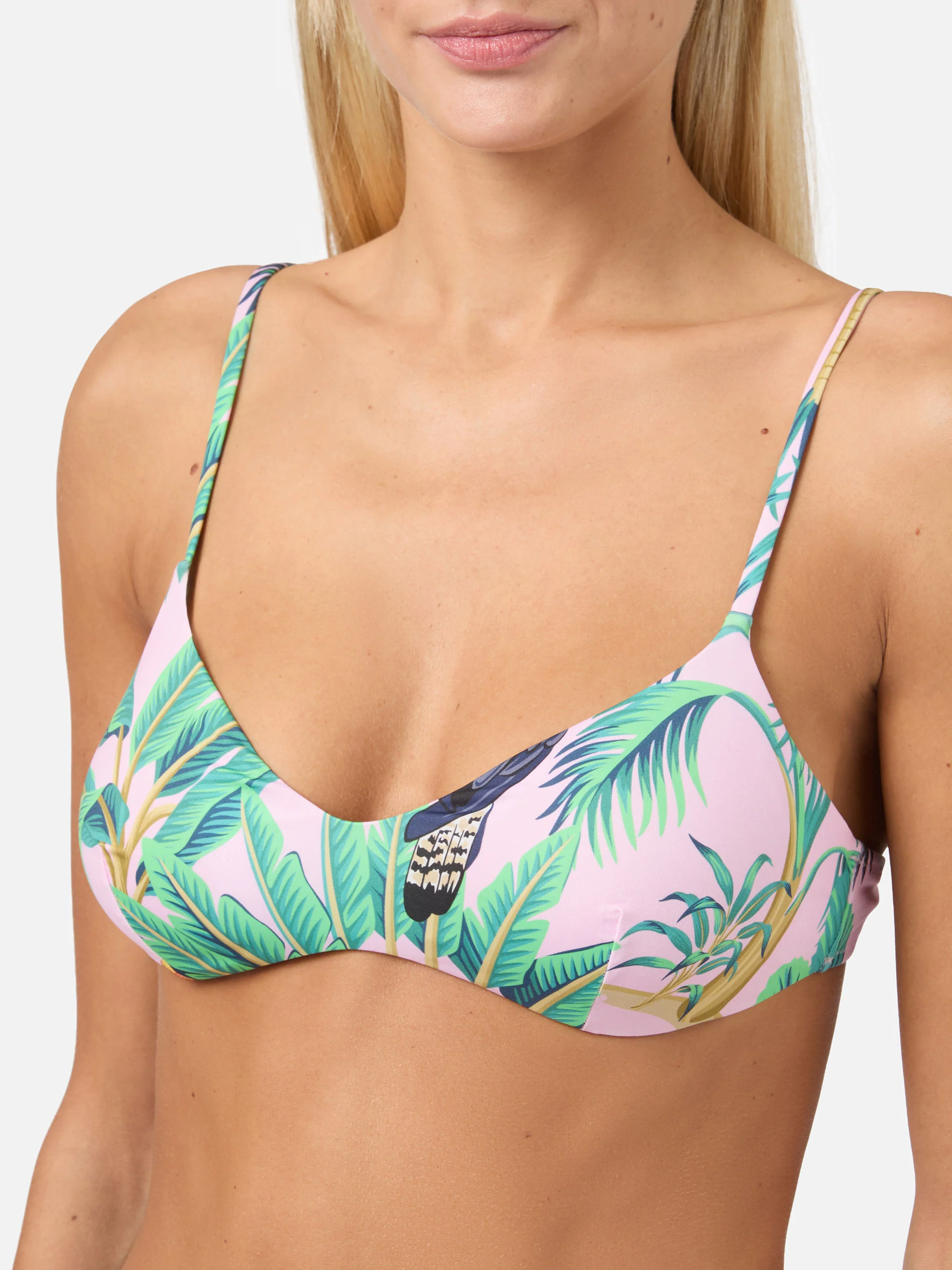 Pink bralette with tropical print - Image 2