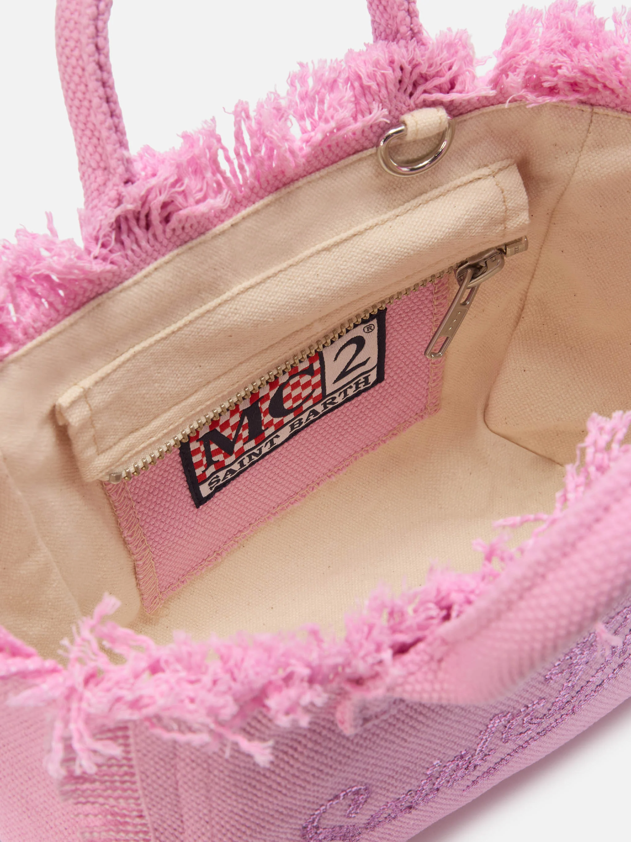 Pink canvas Vanity mini bag with rhinestone logo - Image 4