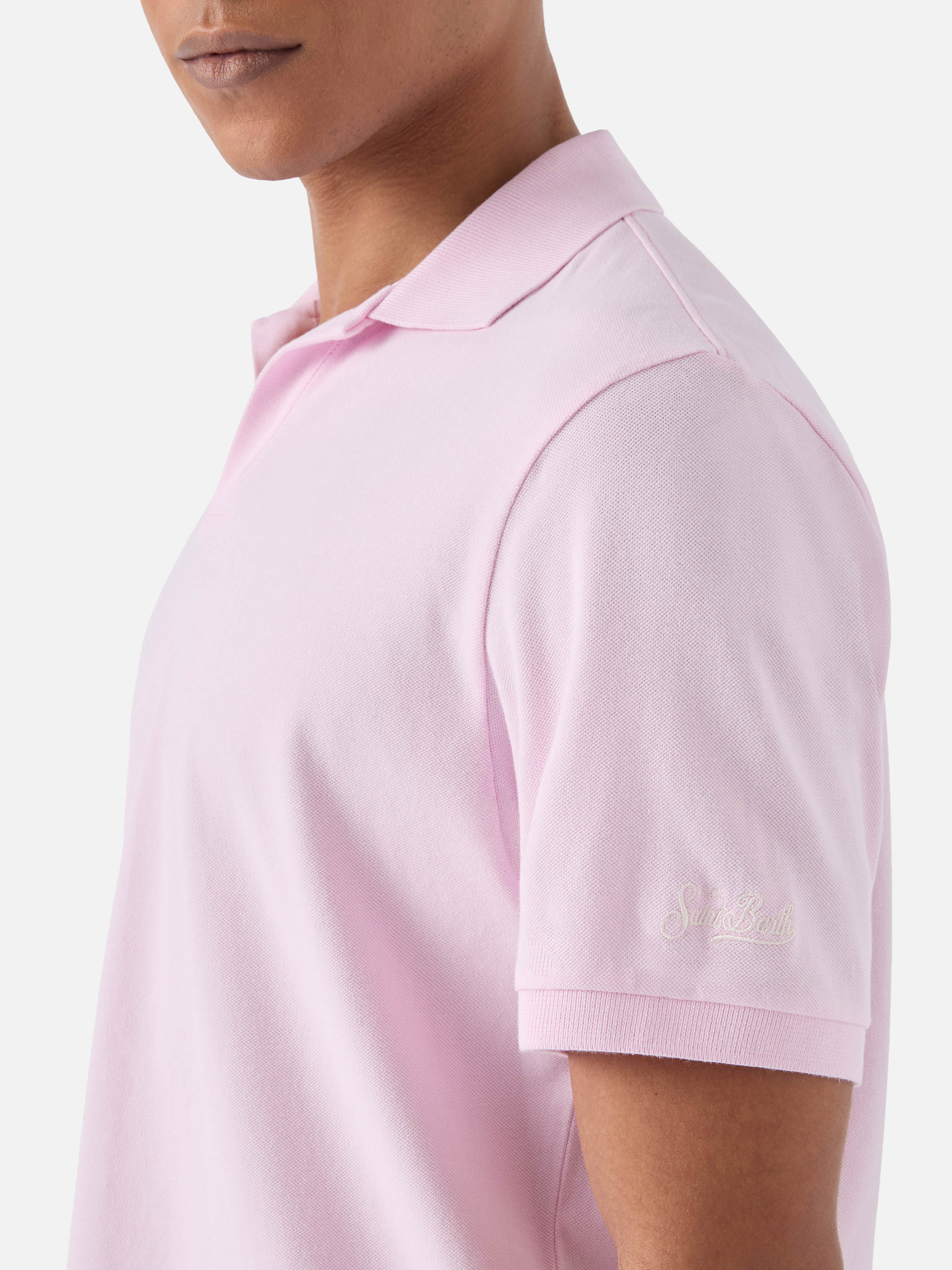Charles polo in pink cotton piquet - Image 4