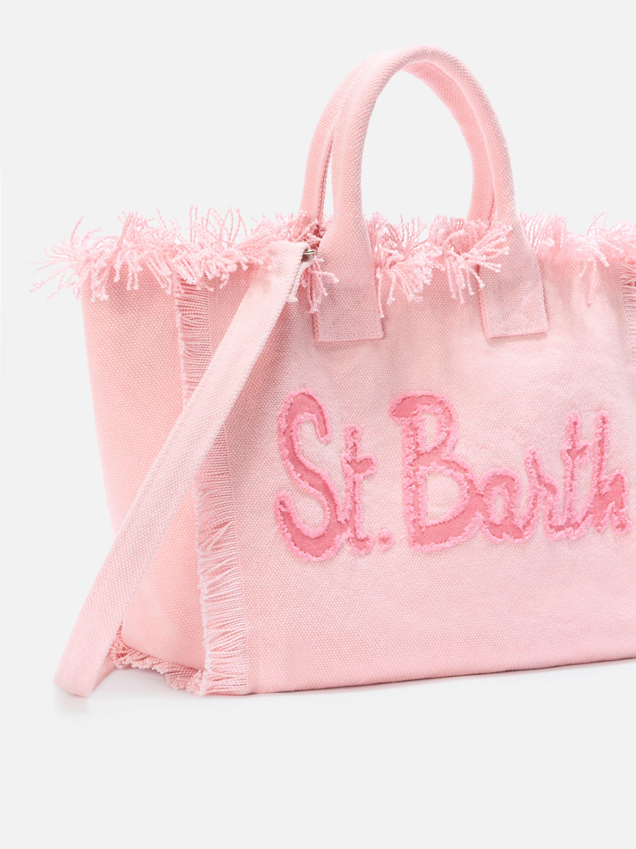 Pink Colette canvas bag with fabric logo patch - Image 3