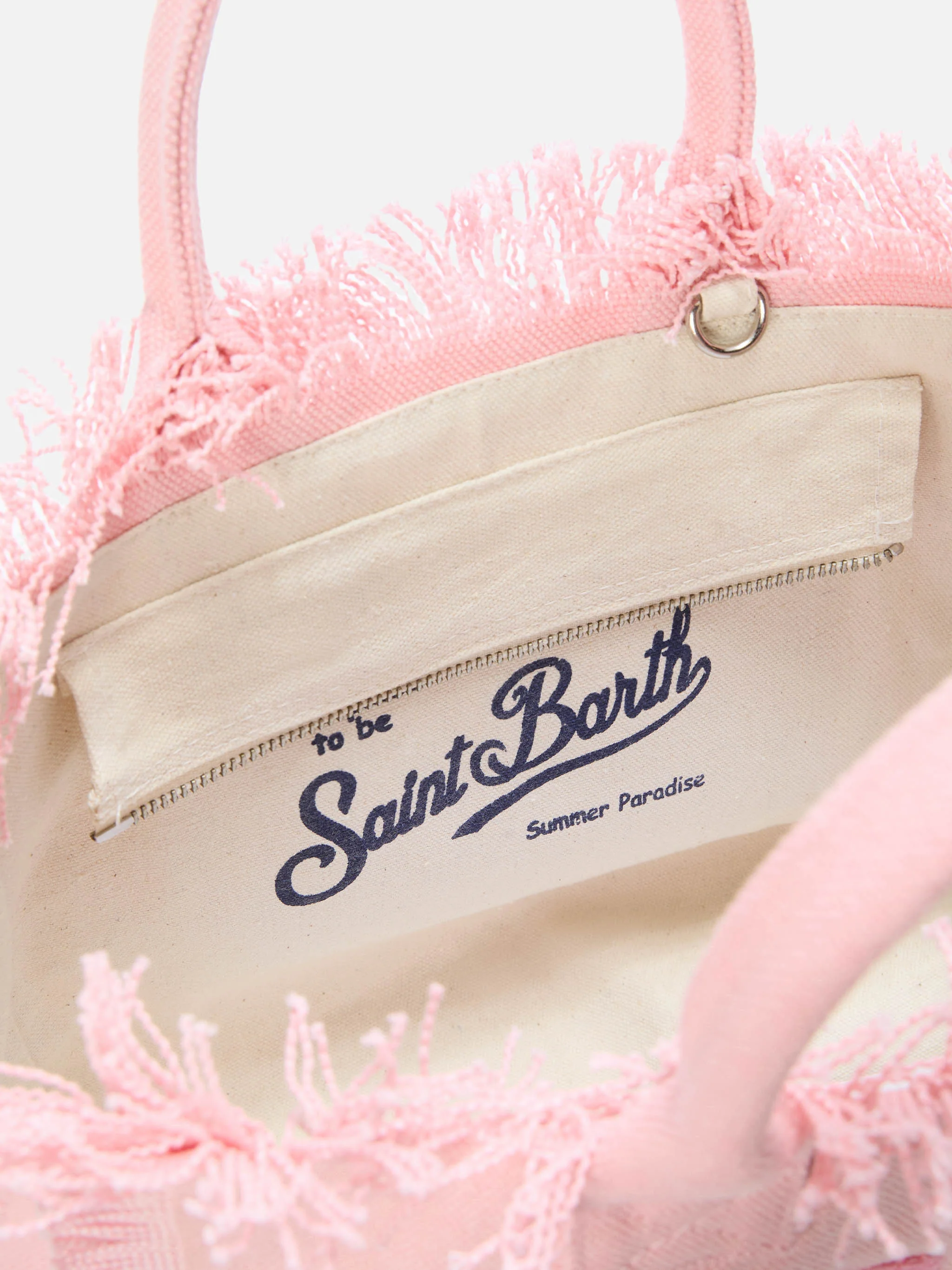 Pink Colette canvas bag with fabric logo patch - Image 4