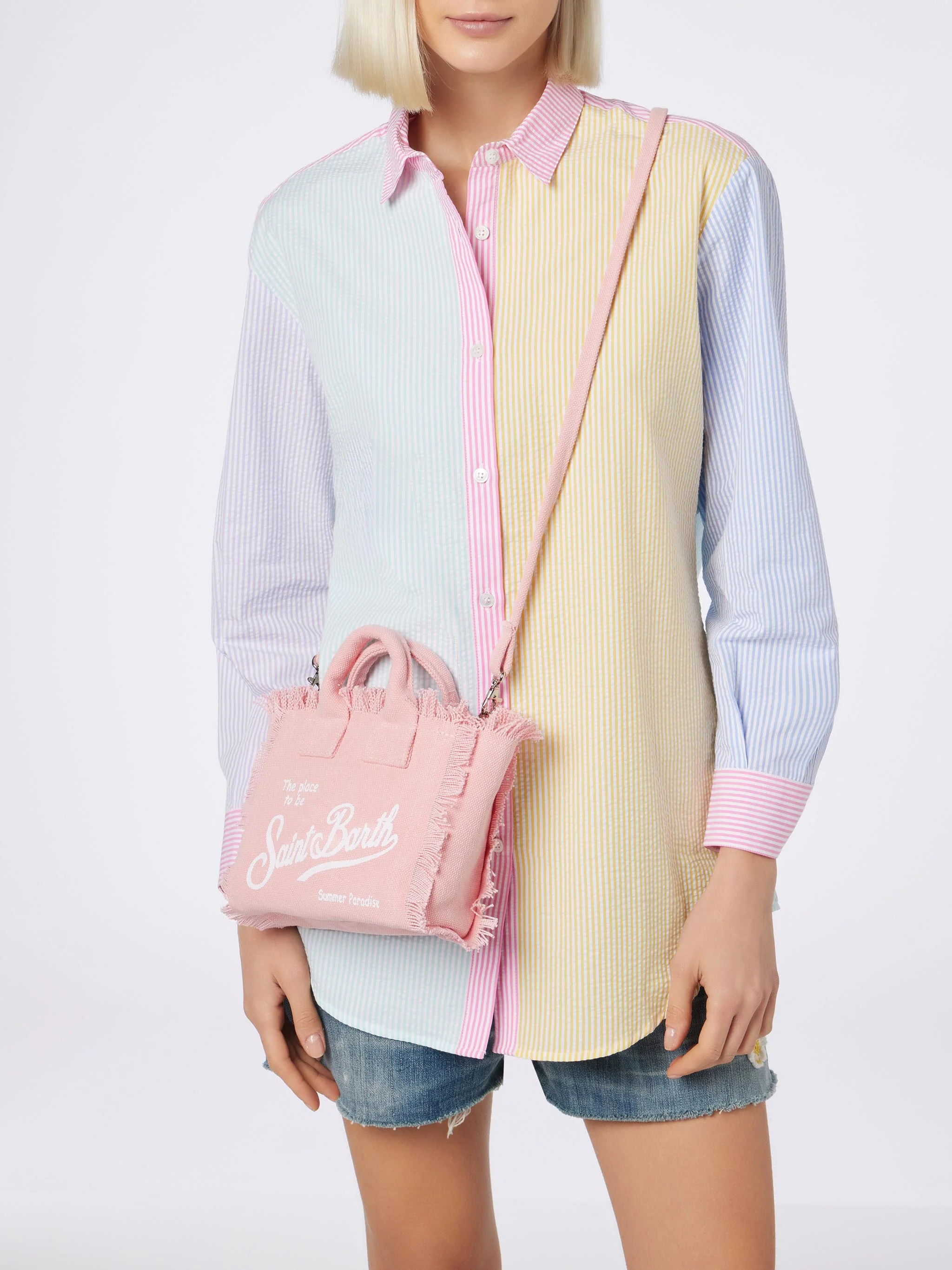 Pink cotton canvas Mini Vanity bag - Image 2