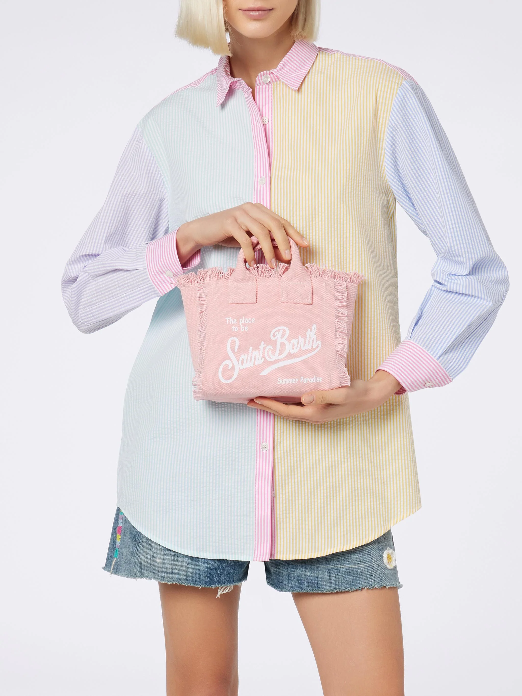Pink cotton canvas Mini Vanity bag - Image 4