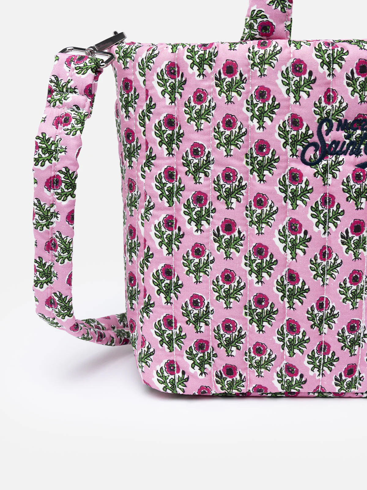 Pink flower quilted Soft Tote Mid bag - Image 2