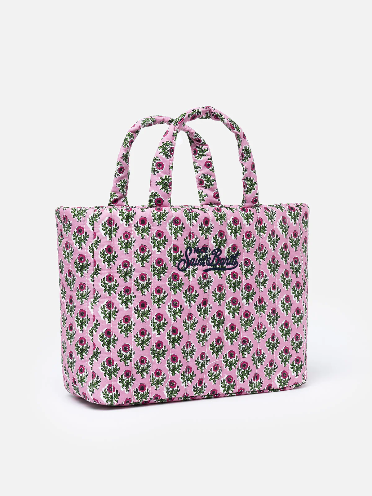 Pink flower quilted Soft Tote Mid bag - Image 3