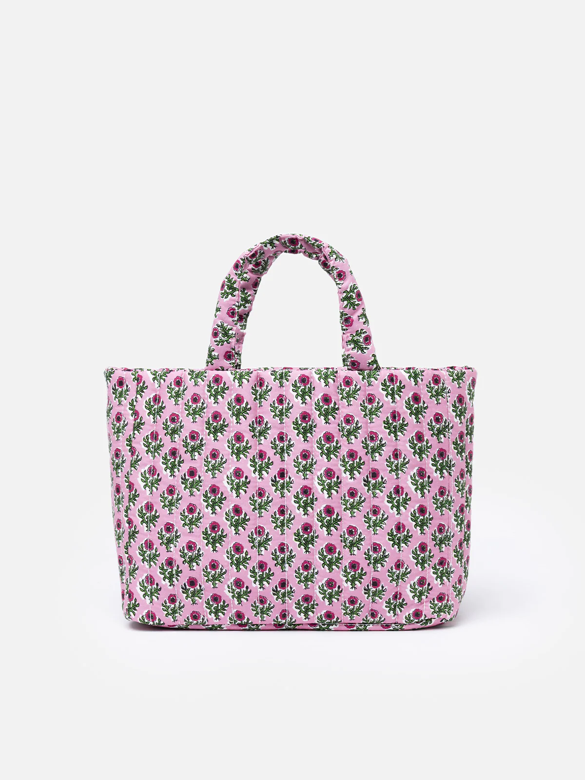 Pink flower quilted Soft Tote Mid bag - Image 4